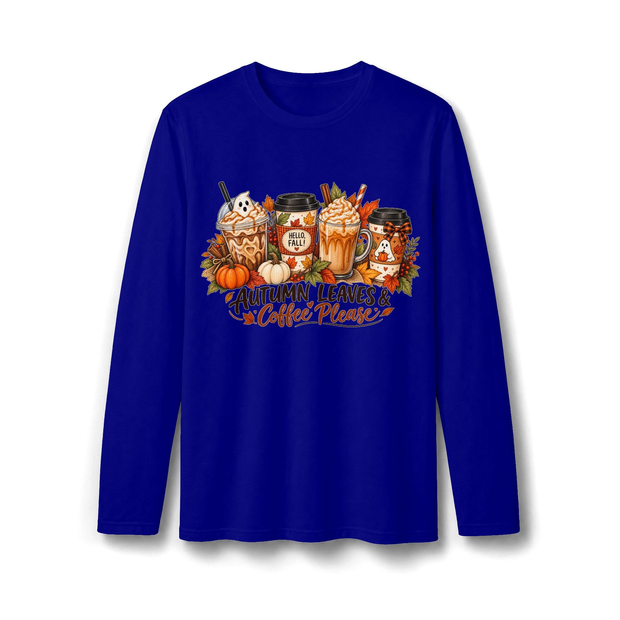 Autumn Leaves & Coffee Please Long Sleeve T-Shirt