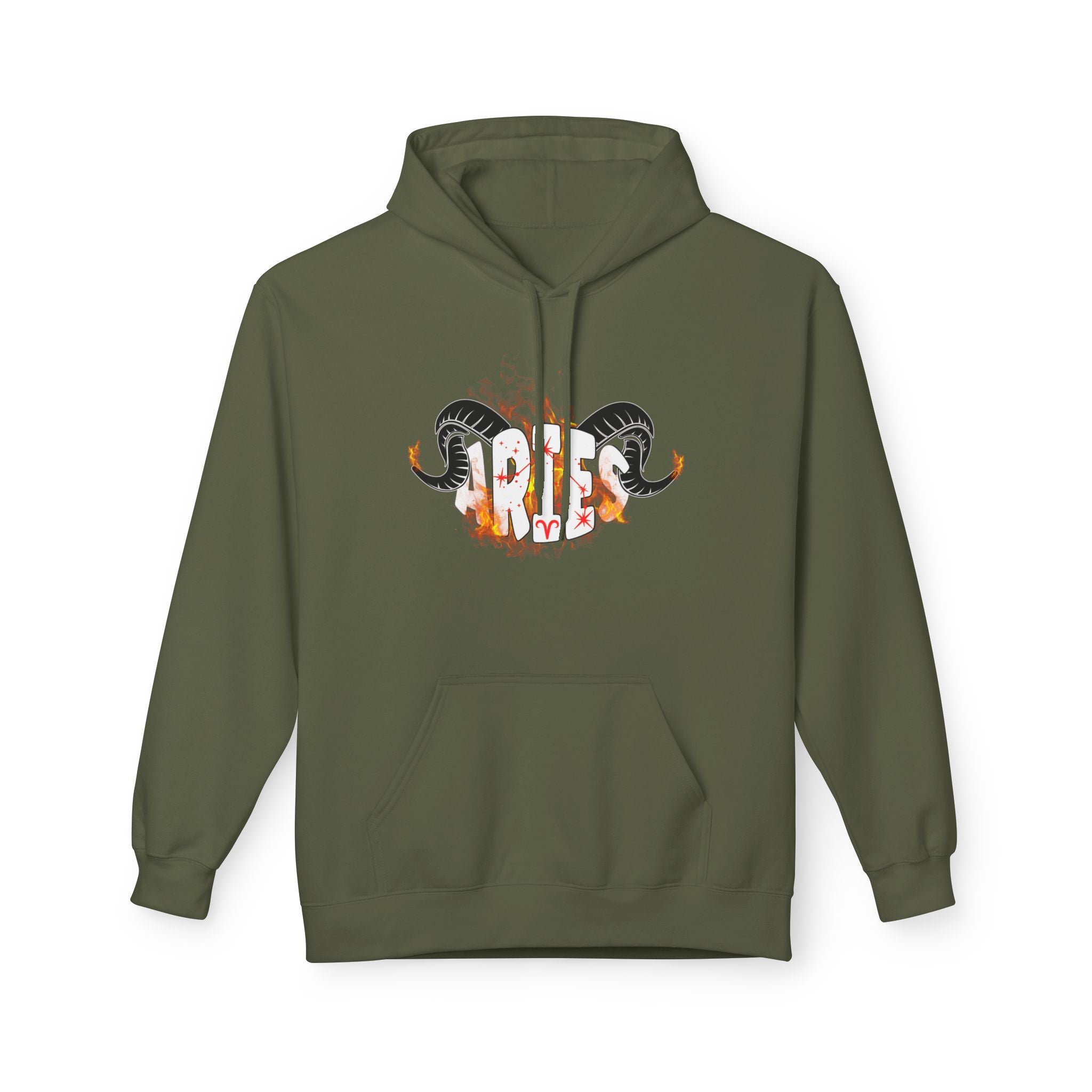 Aries Ram on fire Hoodie — Unisex Zodiac Astrology Hoodie with 'Aries' Design