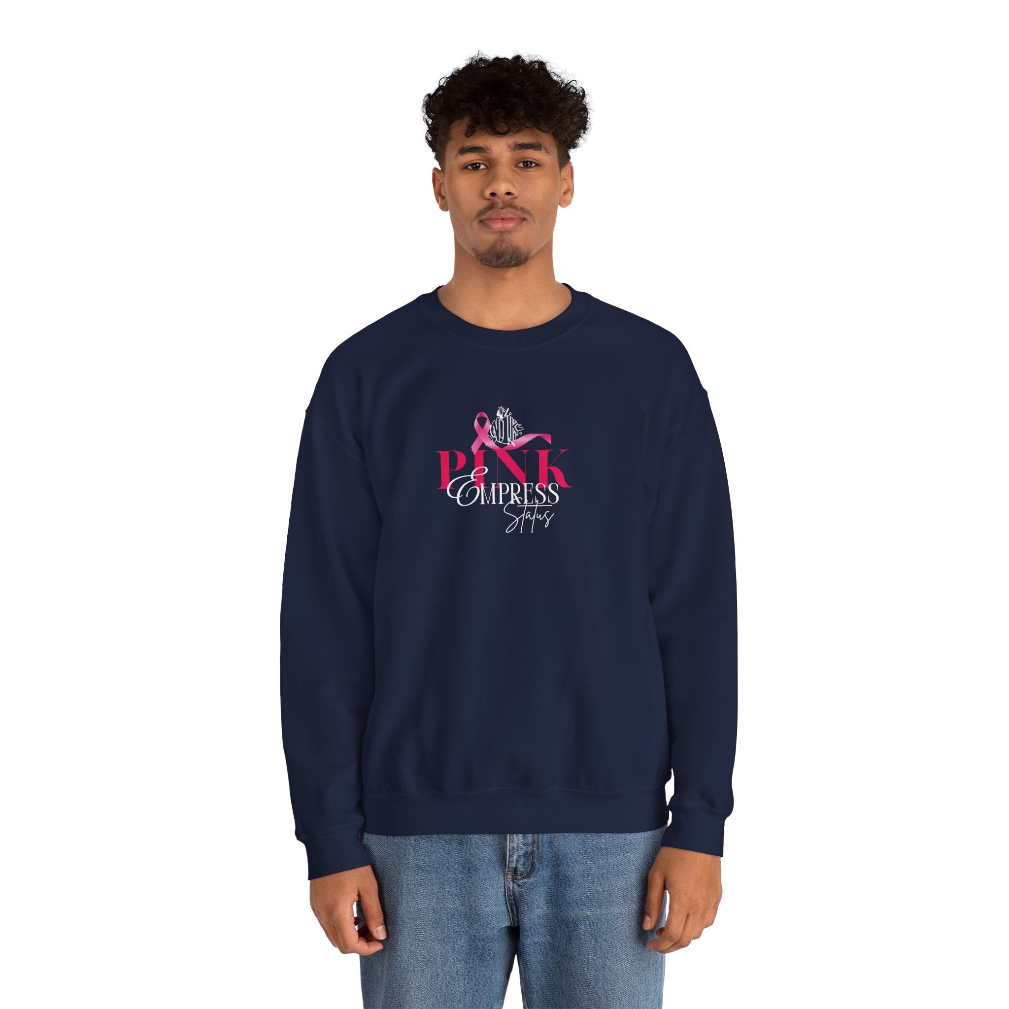 N1K Pink Empress Status Cancer Awareness Crewneck Sweatshirt - Pink Ribbon "PINK" Design