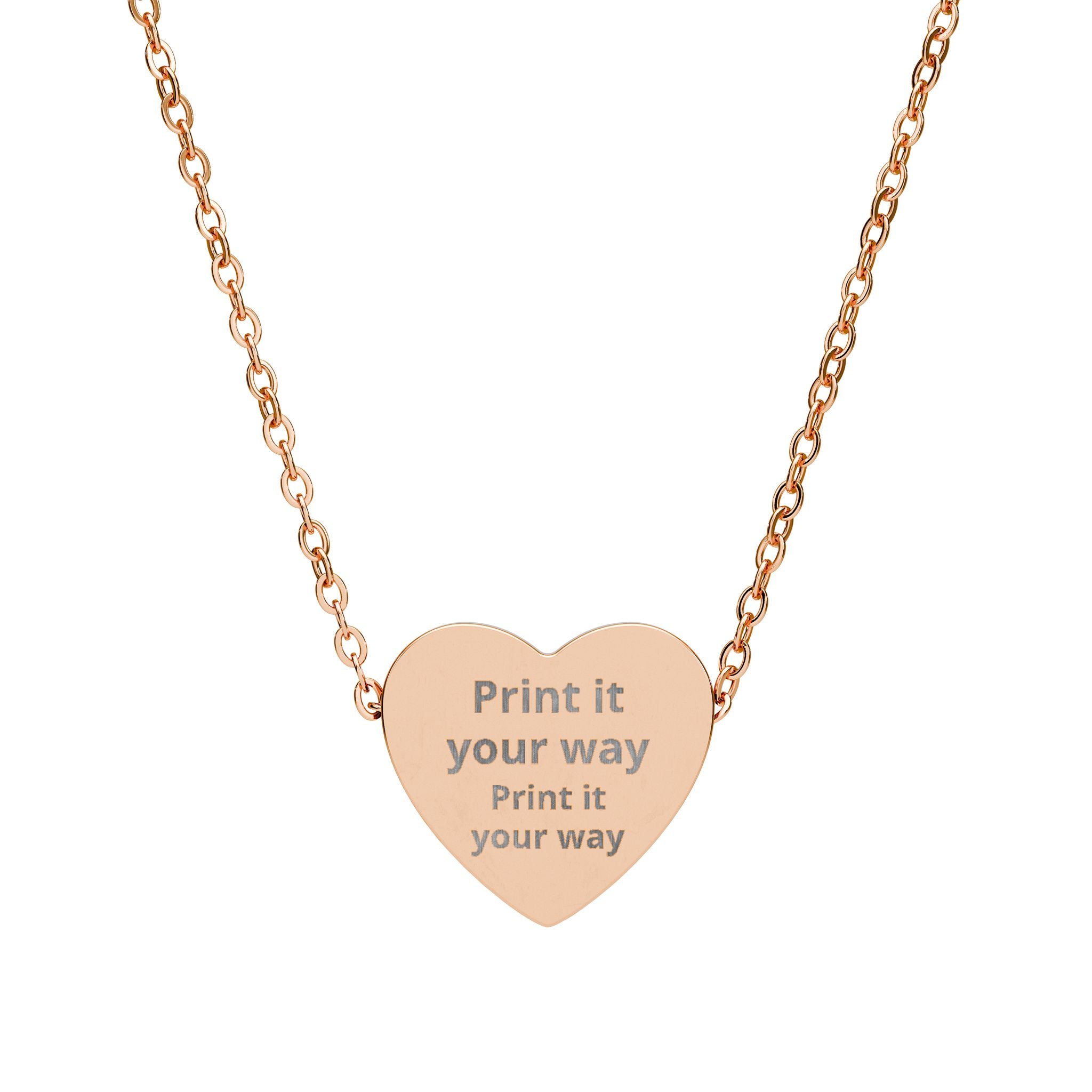 Engraved Heart Necklace — Personalized 'Print It Your Way Text' Pendant