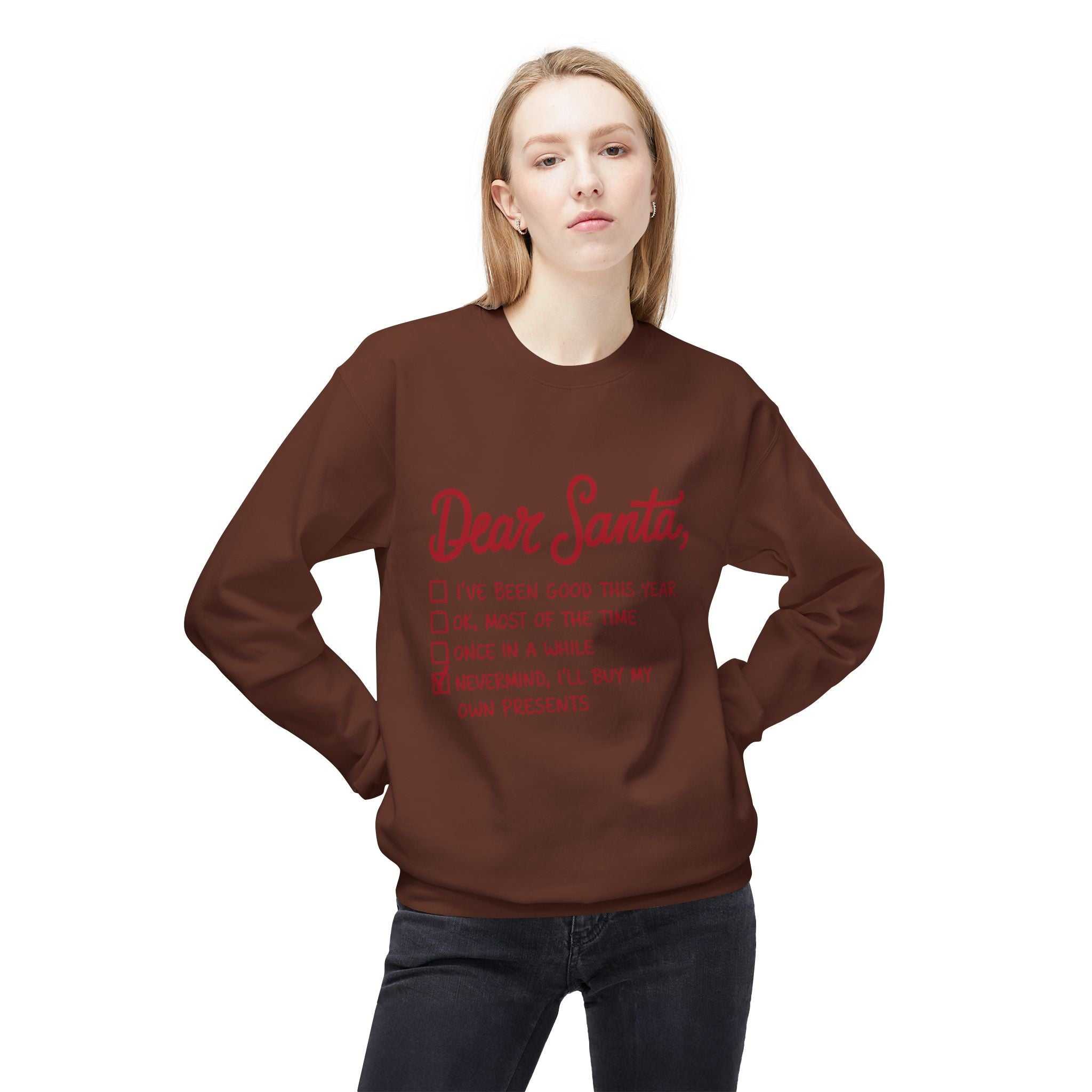 "Dear Santa" Funny Christmas Checklist Holiday Crewneck SweatshirtSweatshirtDear Santa