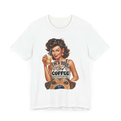 Coffee drinking Dog Mom Unisex Jersey Short Sleeve Tee