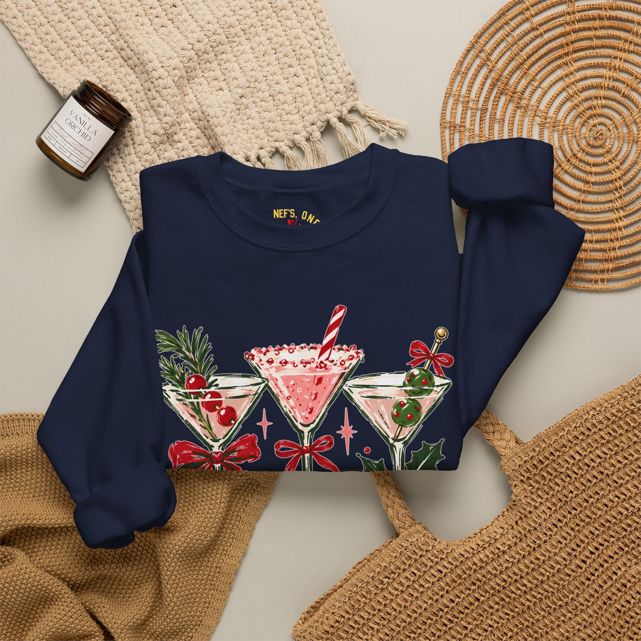 Merry Martinis Christmas Cocktail Crewneck Sweatshirt