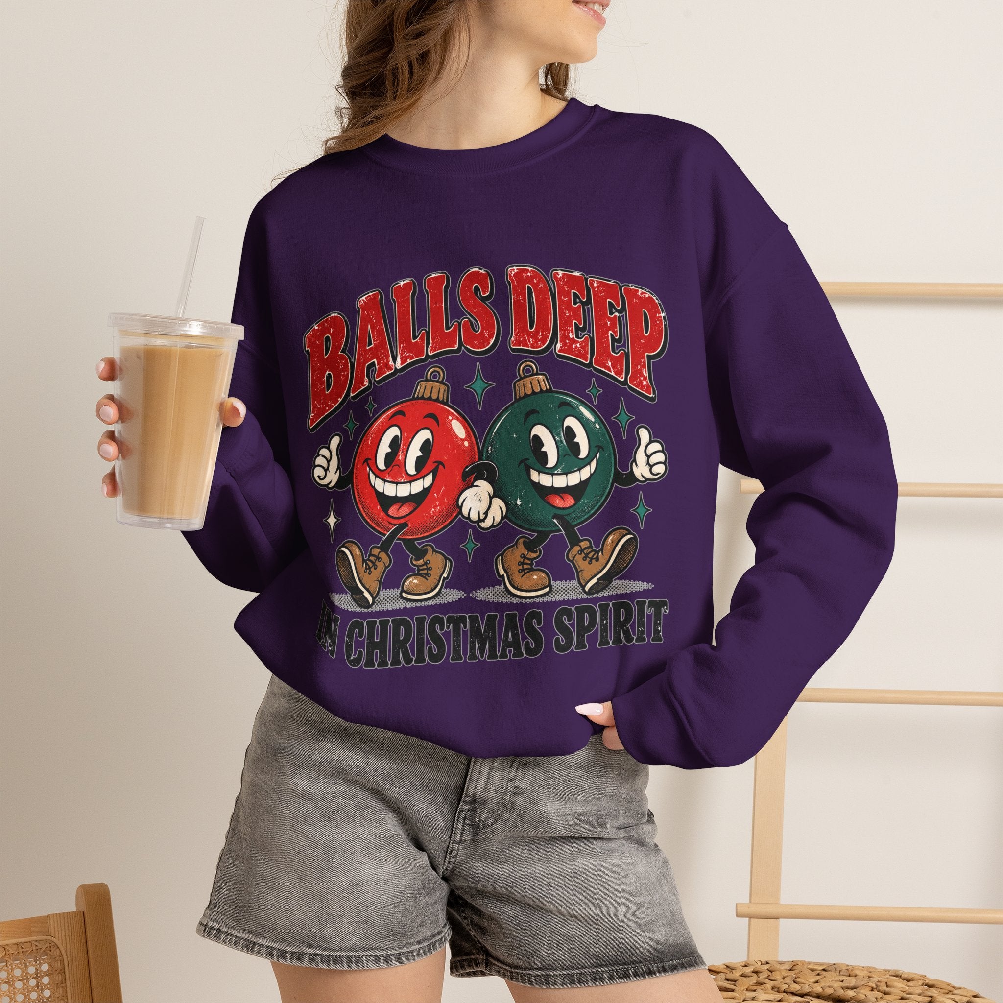 Balls Deep in Christmas Spirit Crewneck Sweatshirt
