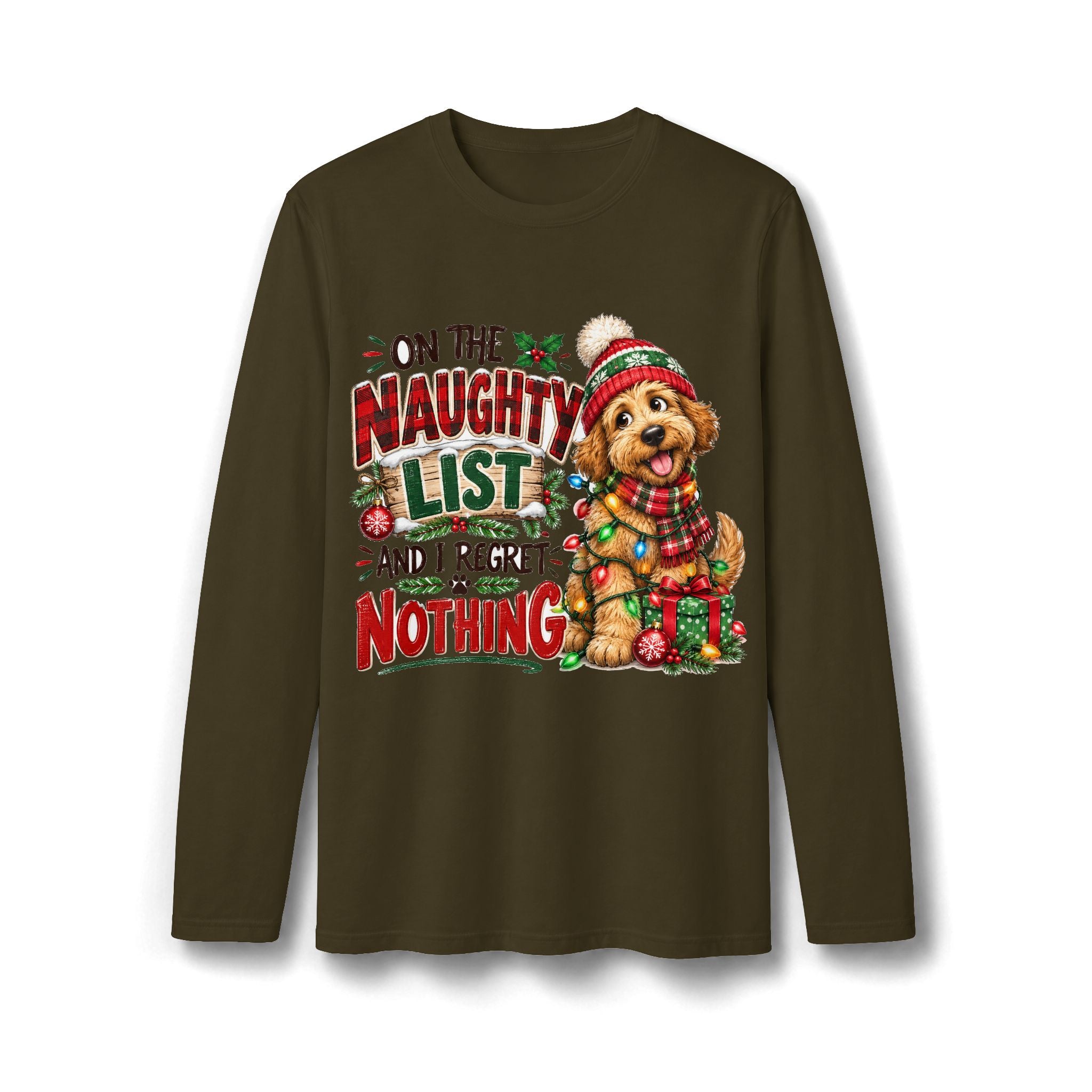 On the Naughty List and I Regret Nothing Christmas Long Sleeve T-Shirt
