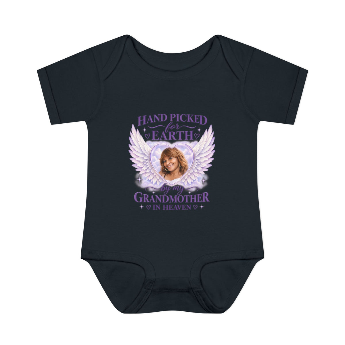 Mariah Infant Another Customized Smile Bodysuit "Handpicked for Earth by My Grandma in Heaven" – Memorial Baby Onesie