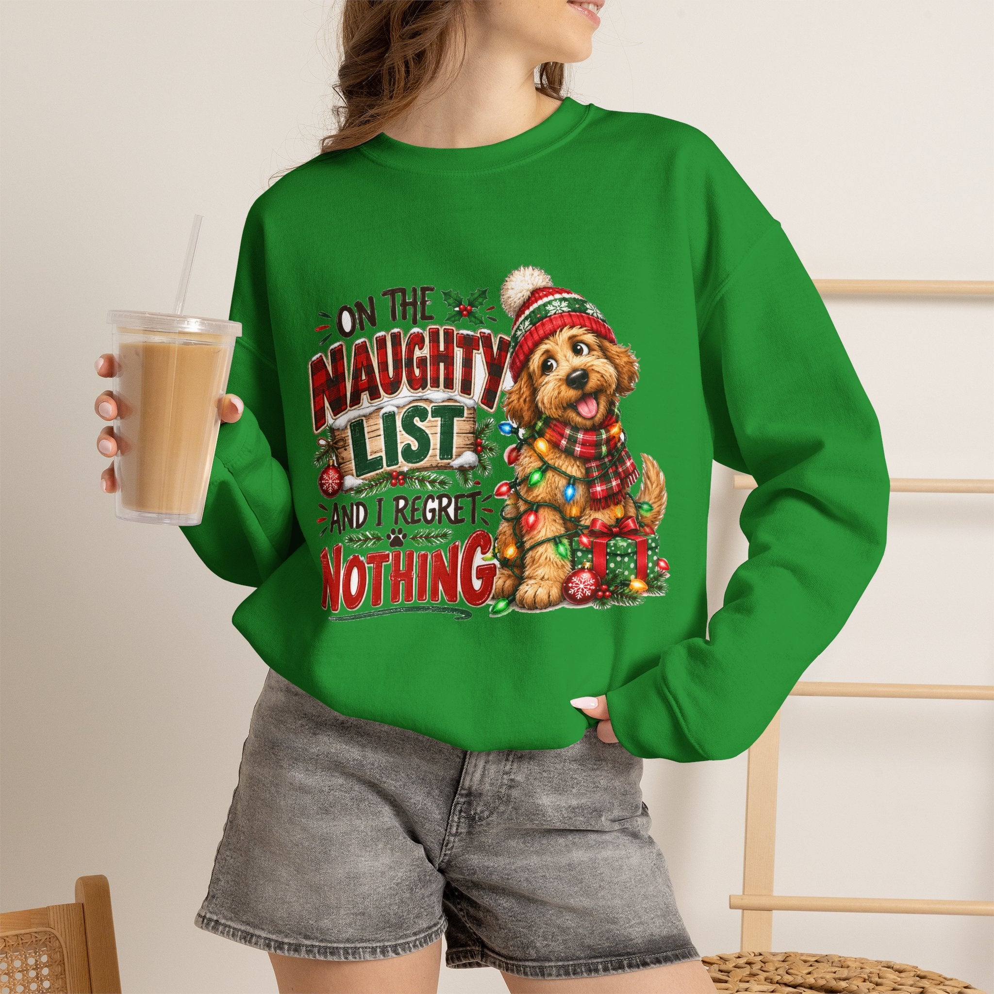 On the Naughty List and I Regret Nothing Christmas Crewneck Sweatshirt