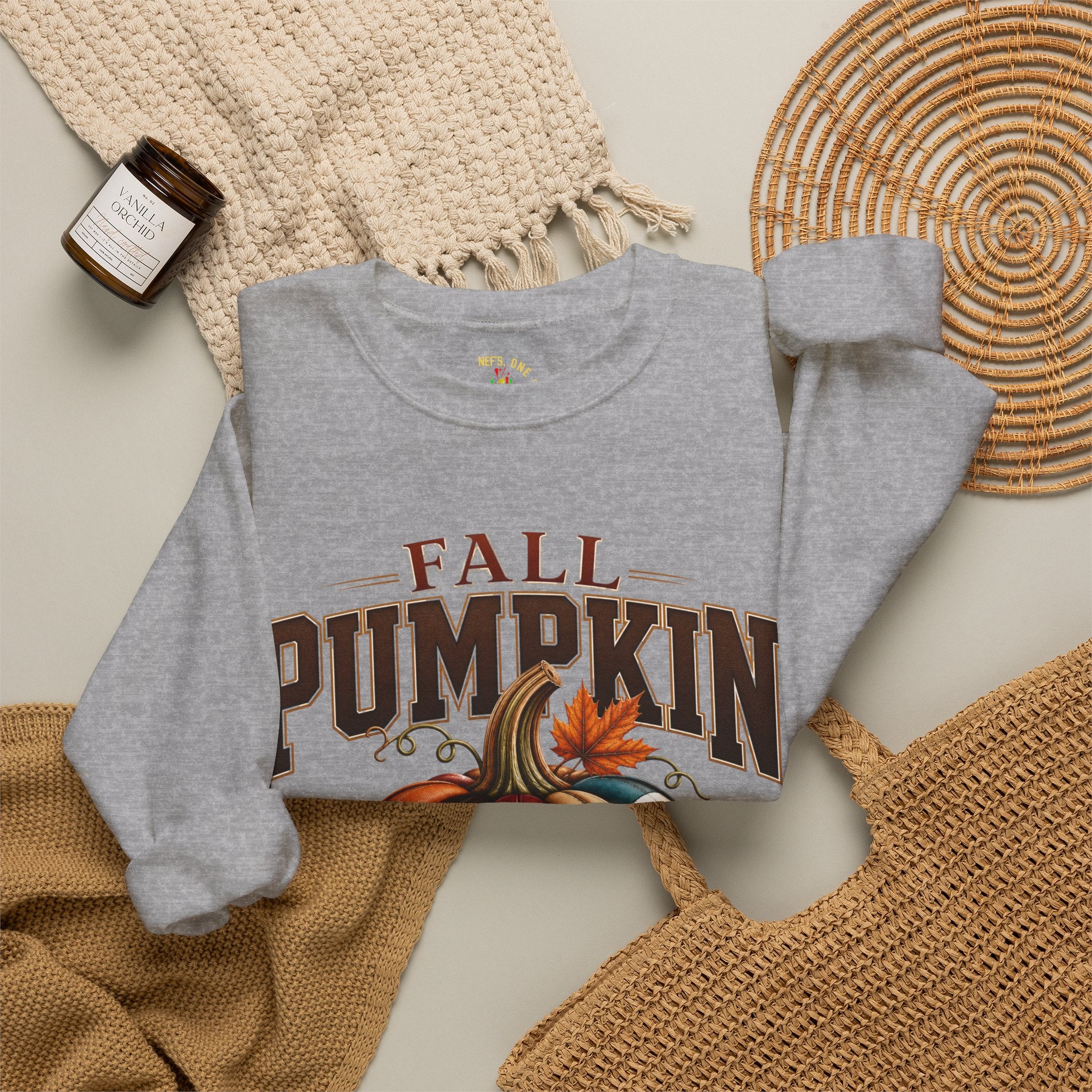 Fall Pumpkin Football Season Crewneck Sweatshirt