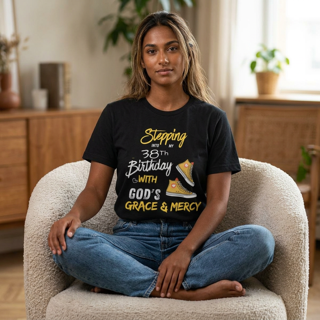 Stepping with God 'Grace & Mercy' Inspirational Customizable Birthday Tee