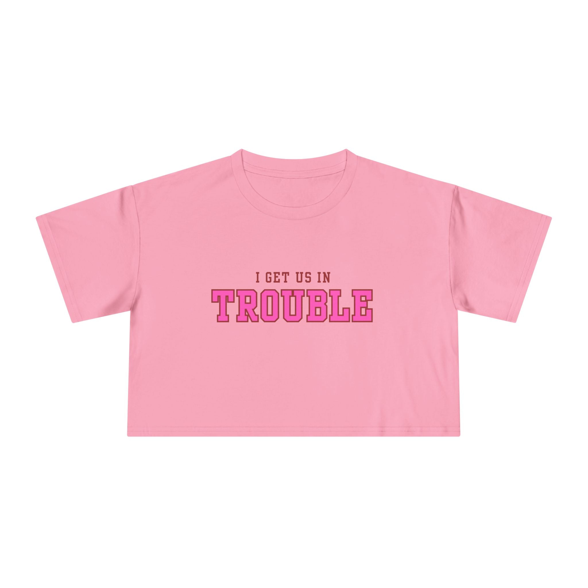 Trouble Maker Women's Crop Tee, Funny Quote Shirt, Casual Summer Top, Gift for Her, Trendy Graphic Tee