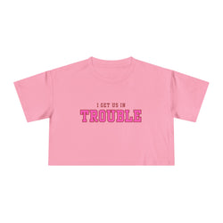 Trouble Maker Women's Crop Tee, Funny Quote Shirt, Casual Summer Top, Gift for Her, Trendy Graphic Tee