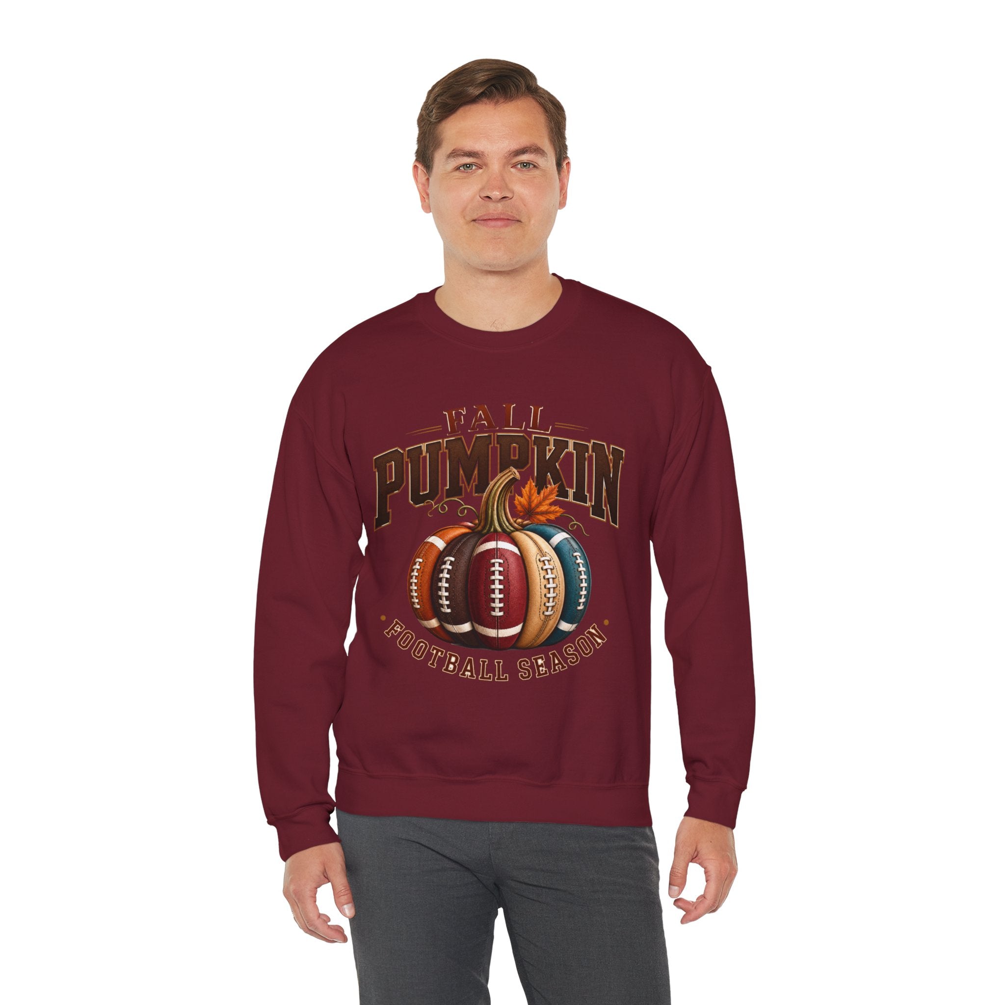 Fall Pumpkin Football Season Crewneck Sweatshirt