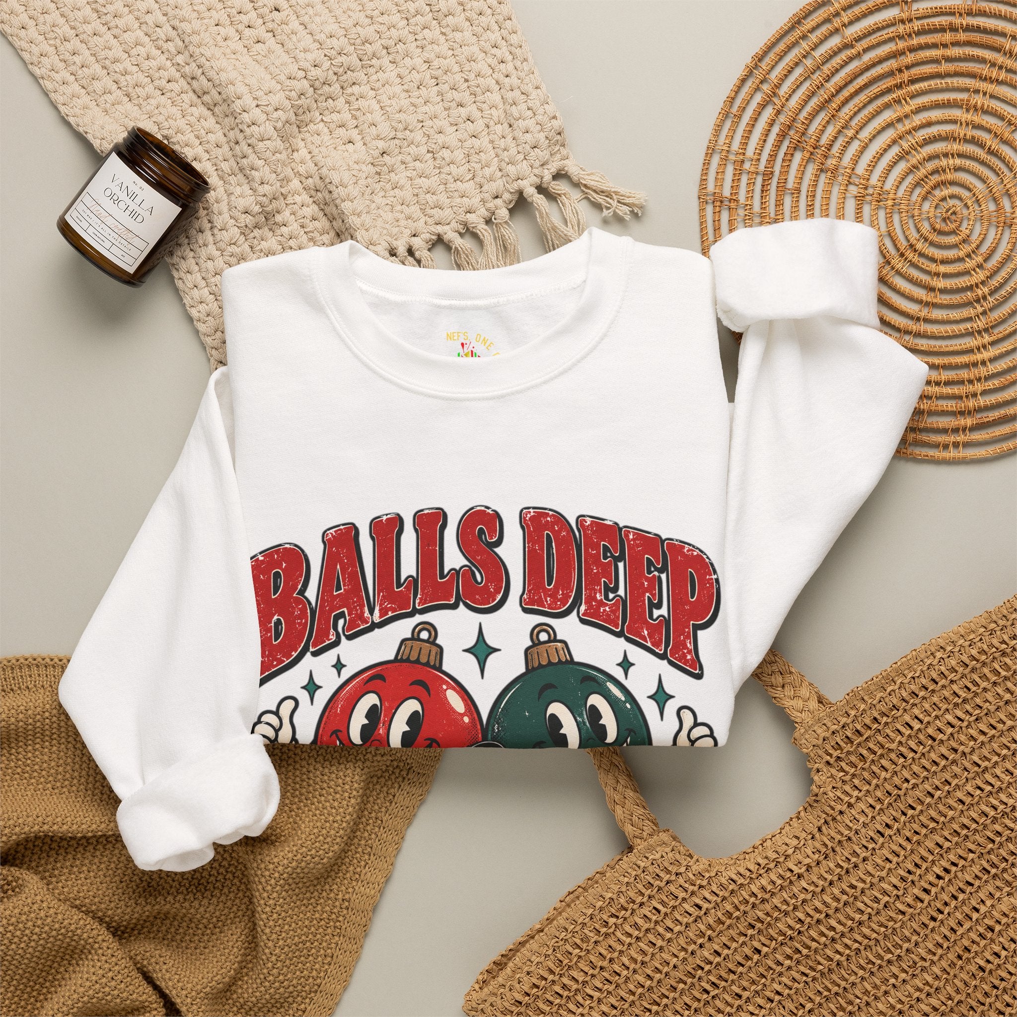 Balls Deep in Christmas Spirit Crewneck Sweatshirt