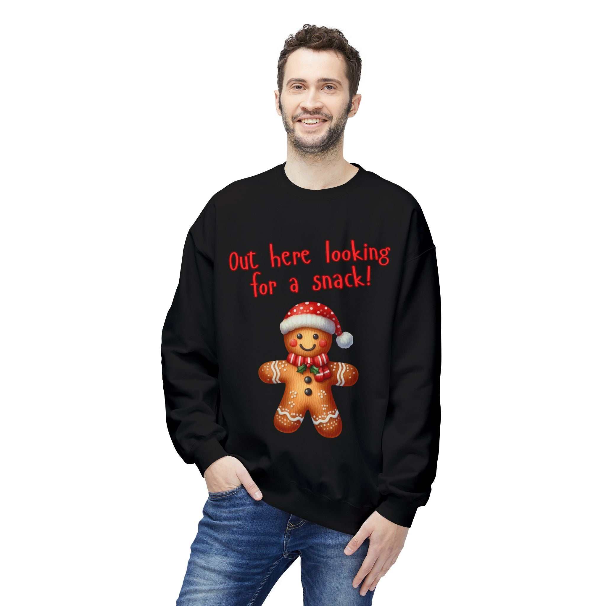 Gingerbread 'Out Here Looking for a Snack' Crewneck SweatshirtSweatshirtGingerbread 'Out Here Looking for a Snack' Crewneck Sweatshirt