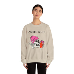Skeleton Coffee Is Life Unisex Heavy Blend™ Crewneck Sweatshirt