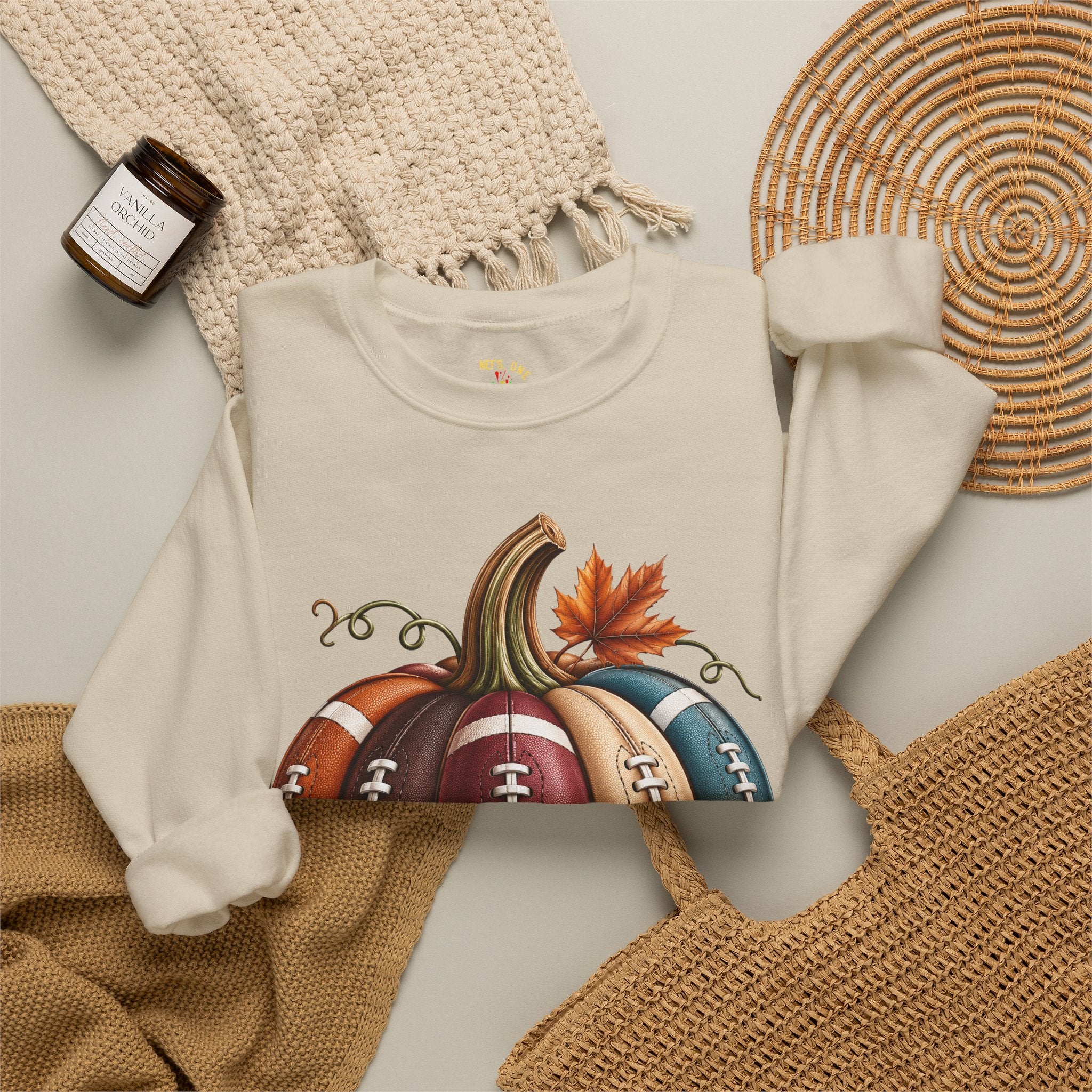 Fall Football Pumpkin Crewneck Sweatshirt