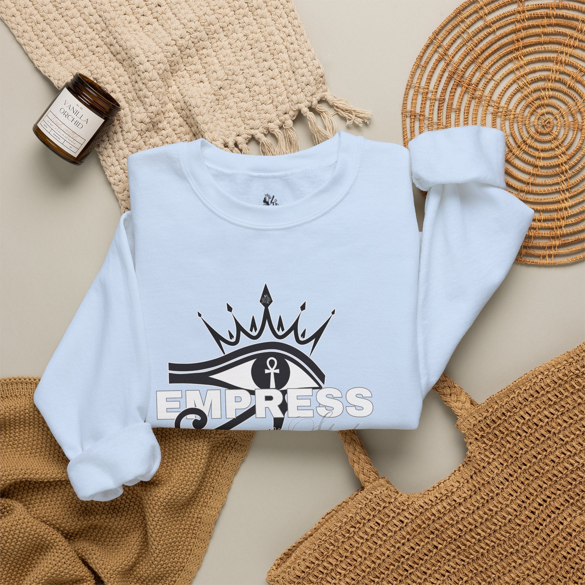 Eye of Horus Crown Empress Sweatshirt — Egyptian Protective Symbol Tee