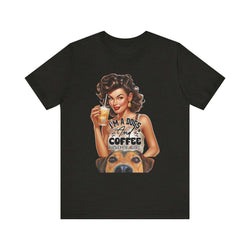 Coffee drinking Dog Mom Unisex Jersey Short Sleeve Tee