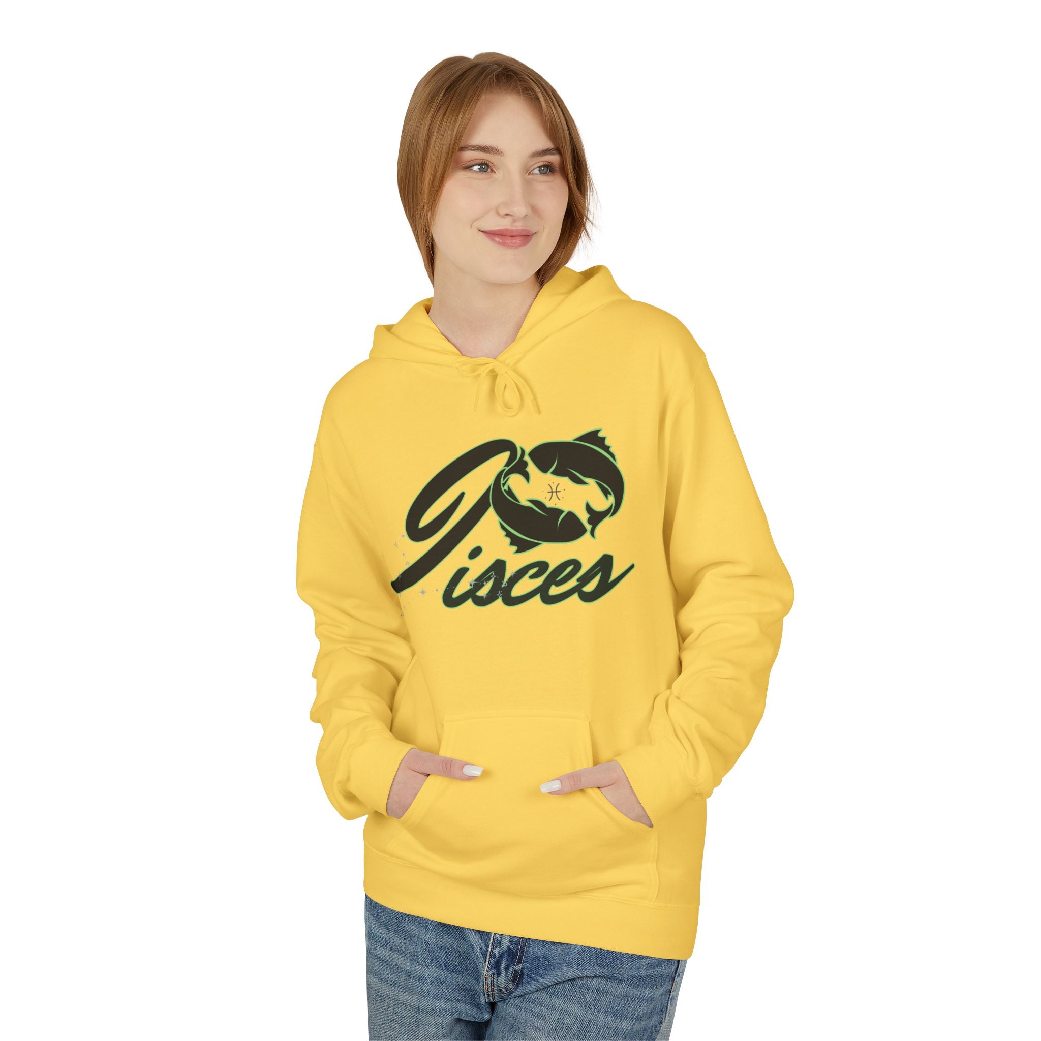 Pisces Zodiac Hoodie — Astrological Sign Hoodie with Fish Script Design