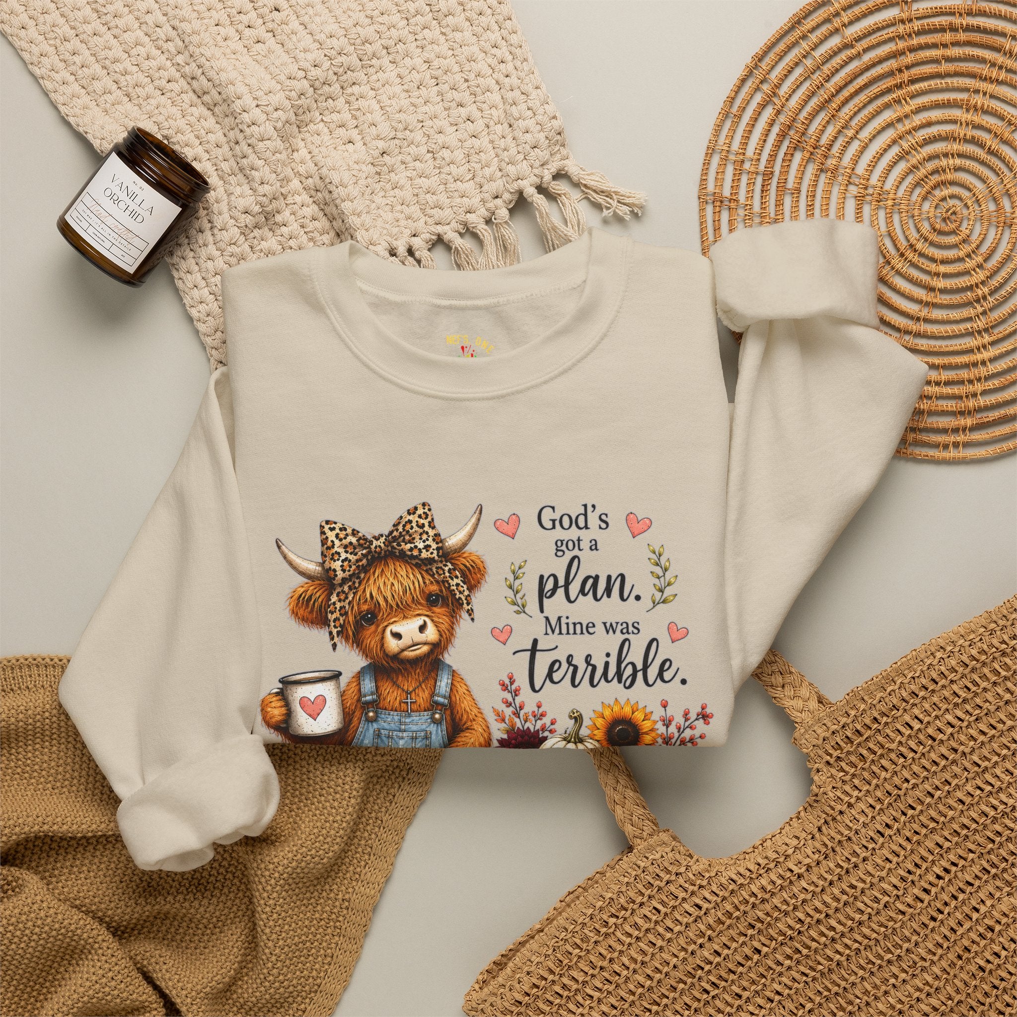 God’s Plan, Mine Was Terrible Bear Fall Crewneck Sweatshirt