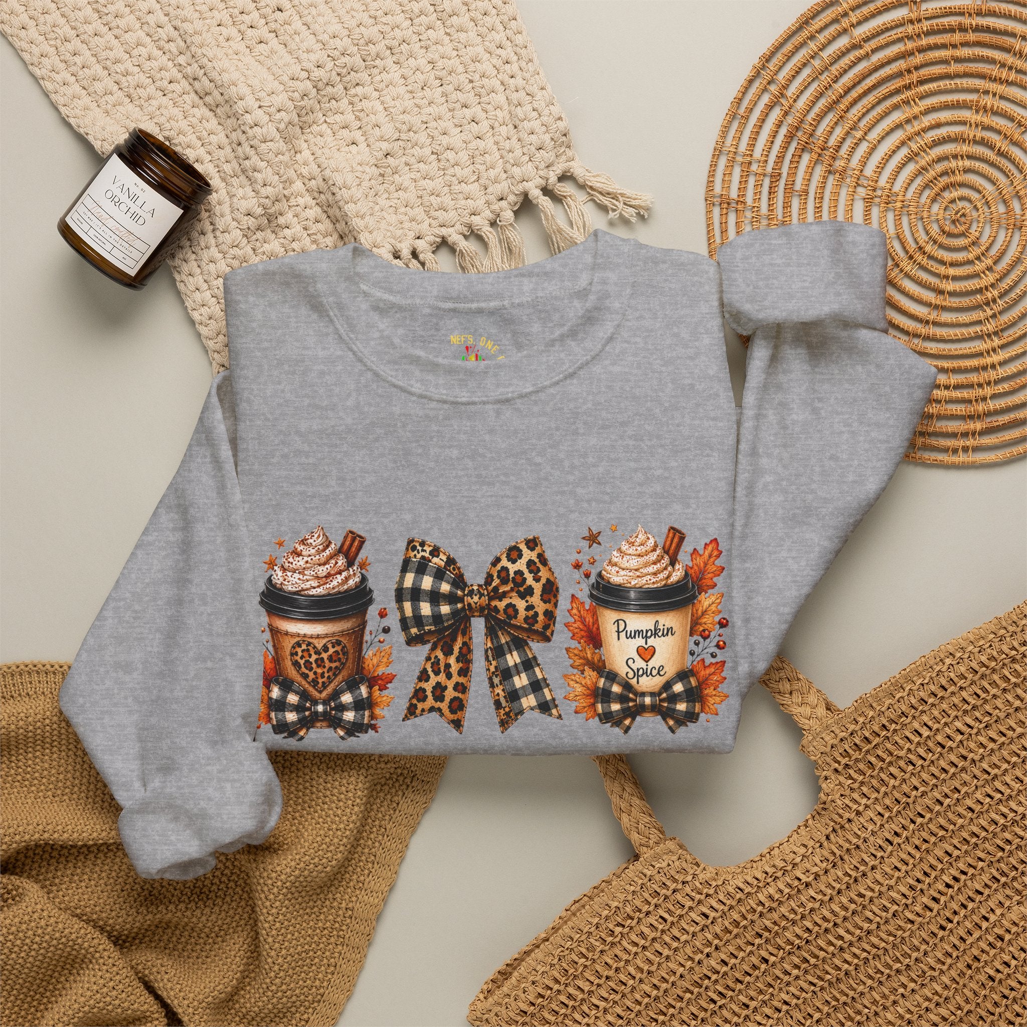 Festive Leopard Bow Christmas Crewneck Sweatshirt