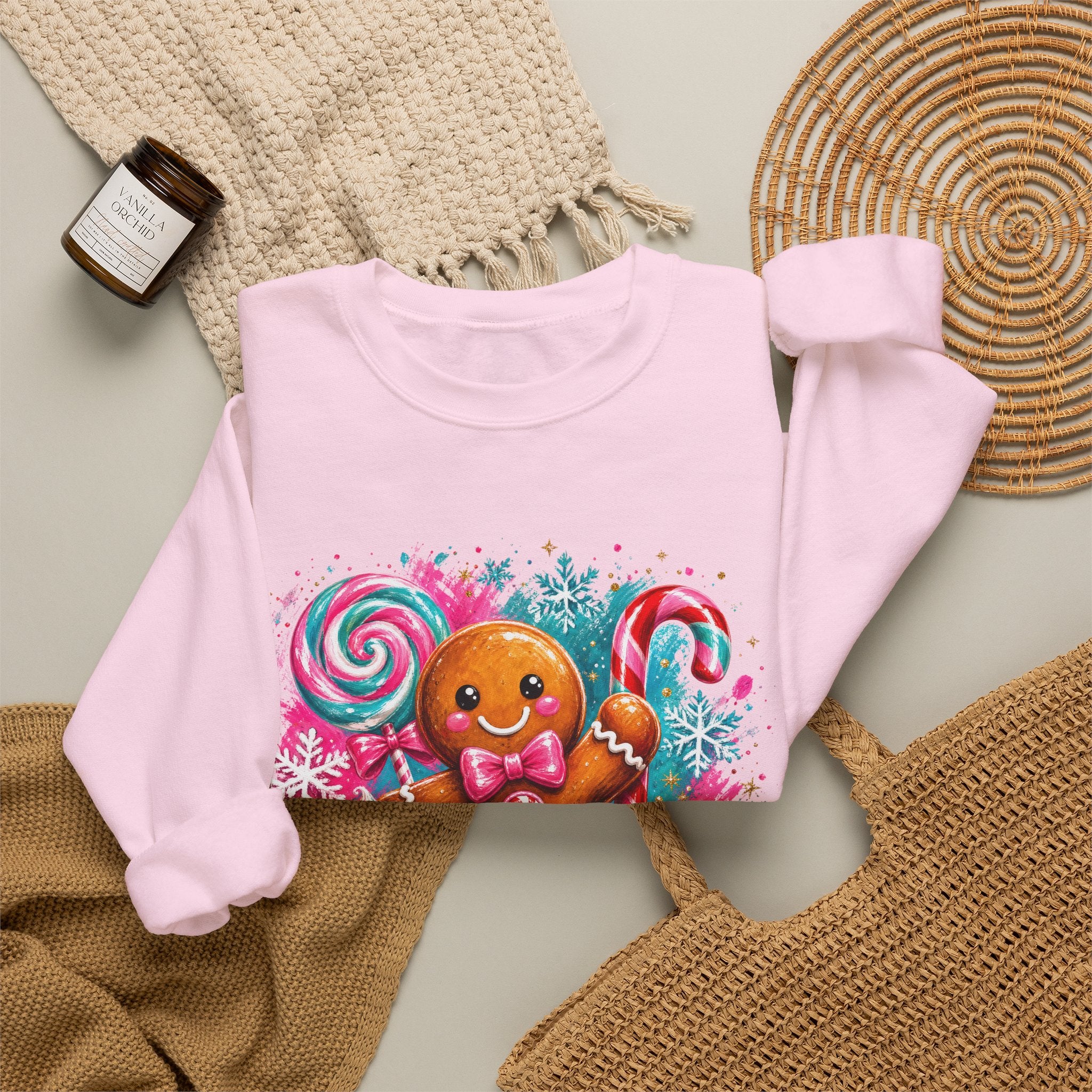 Christmas Gingerbread & Reindeer Crewneck Sweatshirt