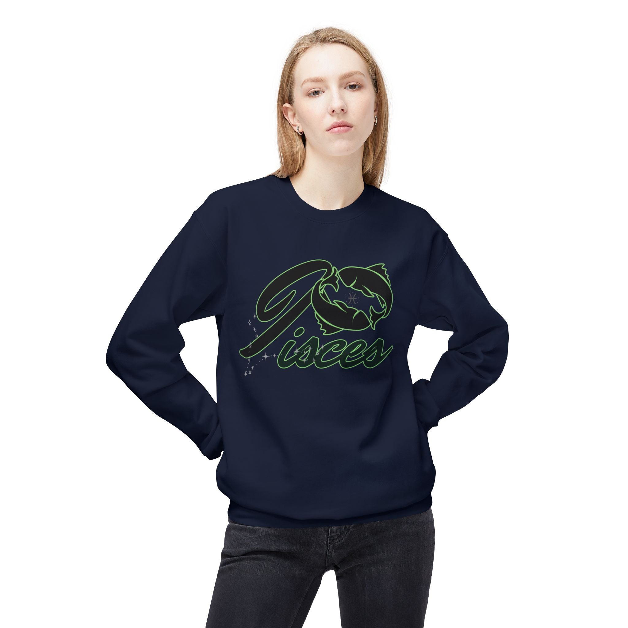 Pisces Zodiac Crewneck Sweatshirt — Astrological Fish Graphic