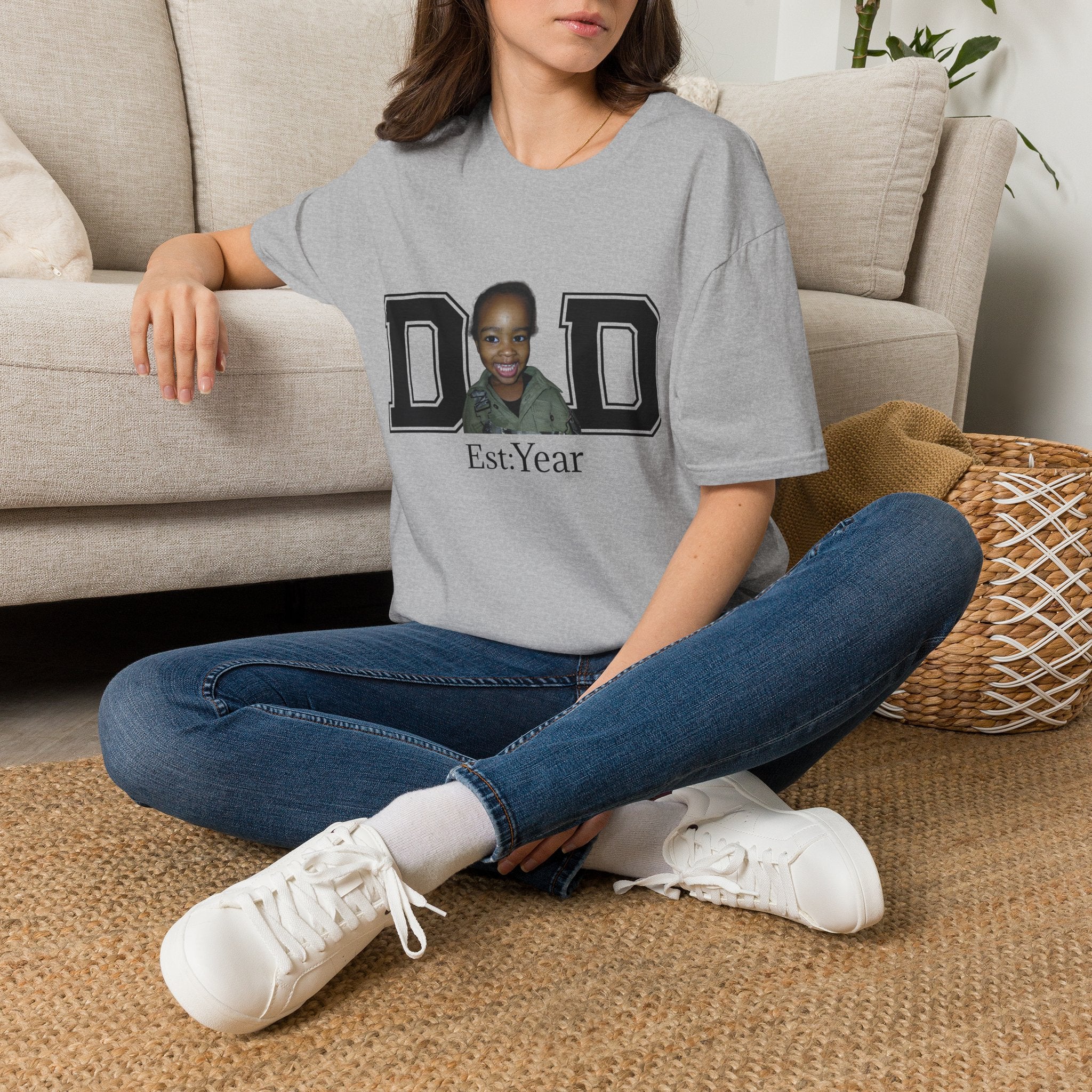 Celebrate dad with a custum t-shirt just add photo & birth year