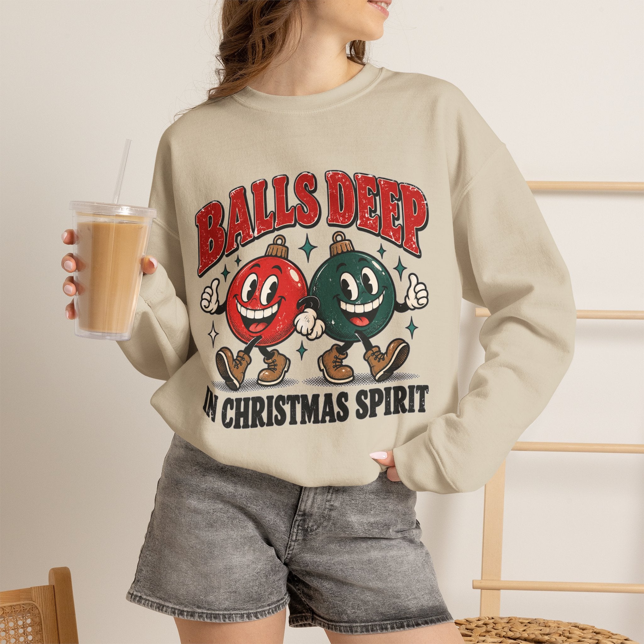 Balls Deep in Christmas Spirit Crewneck Sweatshirt