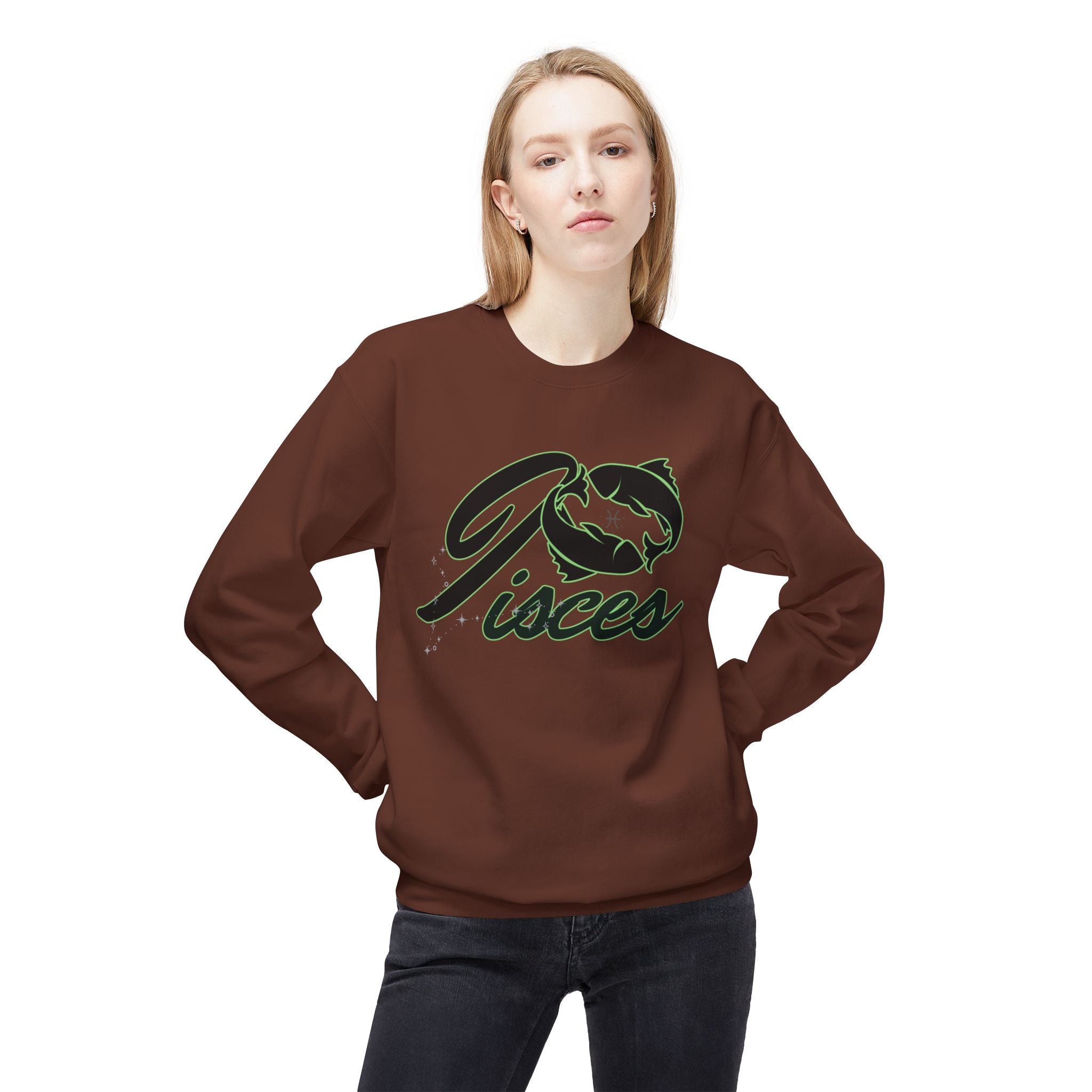 Pisces Zodiac Crewneck Sweatshirt — Astrological Fish Graphic