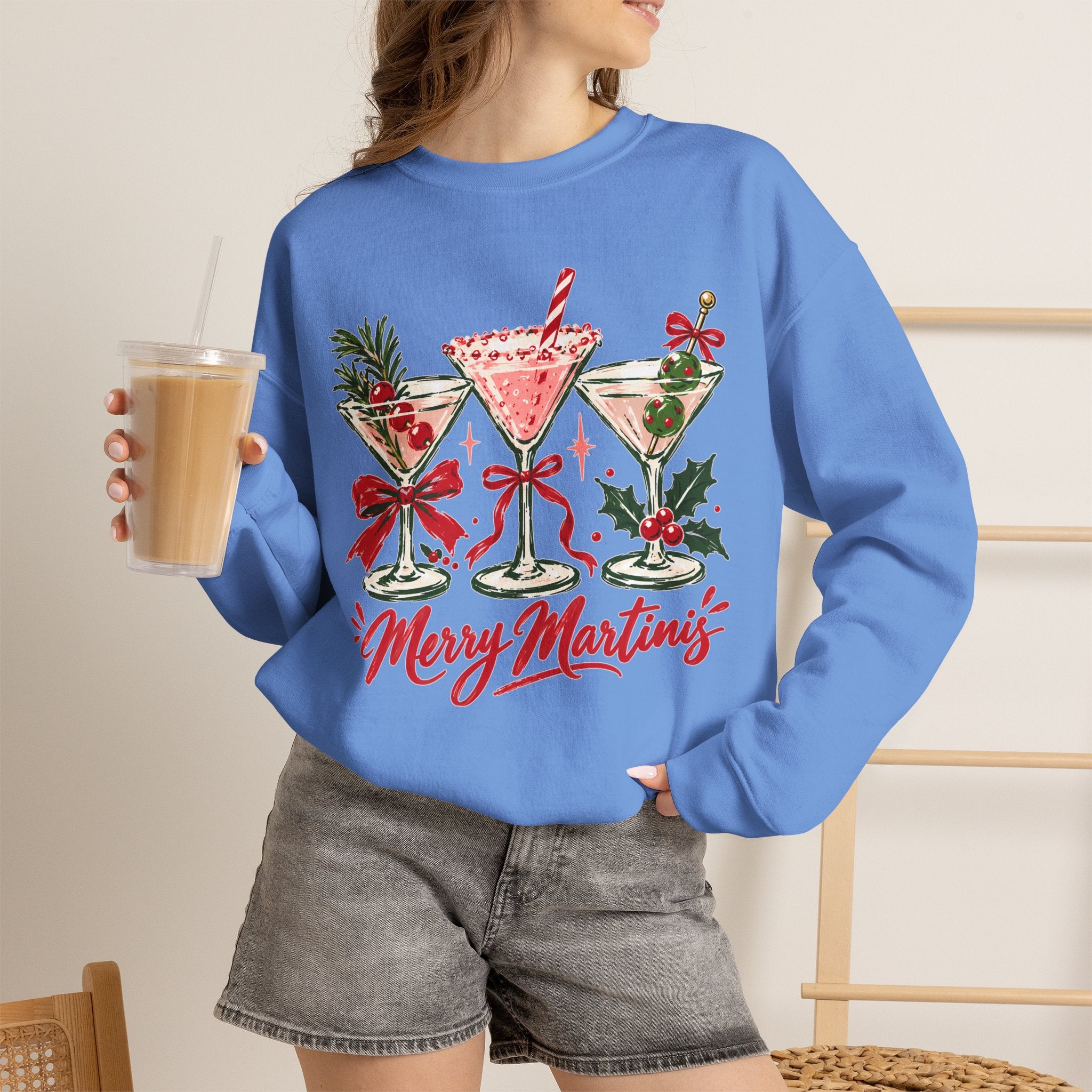 Merry Martinis Christmas Cocktail Crewneck Sweatshirt