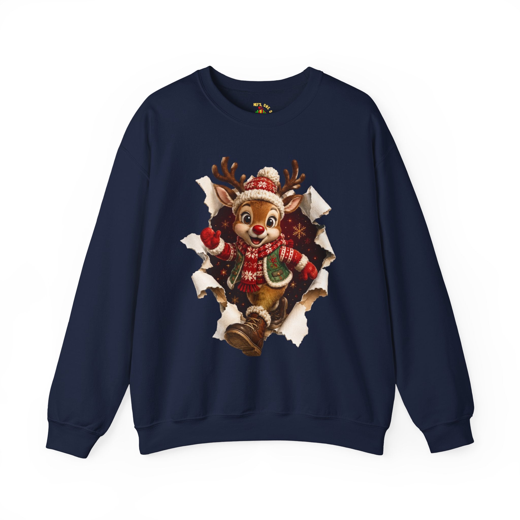 Festive Christmas Reindeer Crewneck Sweatshirt