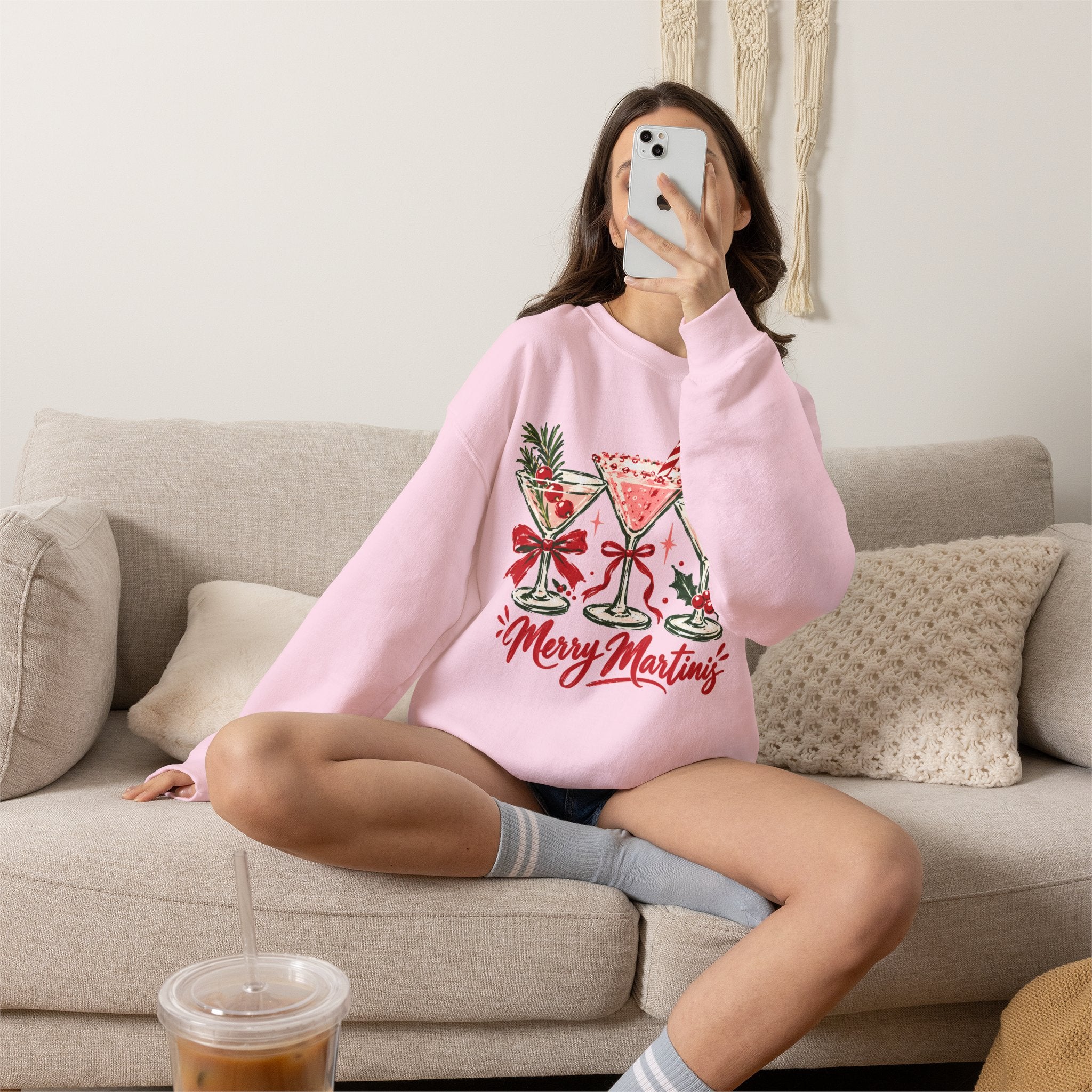 Merry Martinis Christmas Cocktail Crewneck Sweatshirt