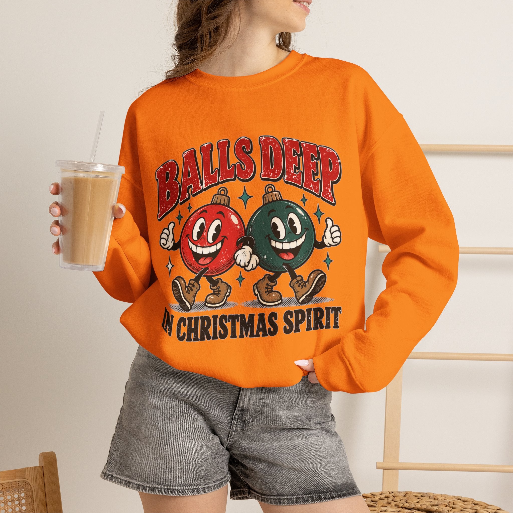 Balls Deep in Christmas Spirit Crewneck Sweatshirt
