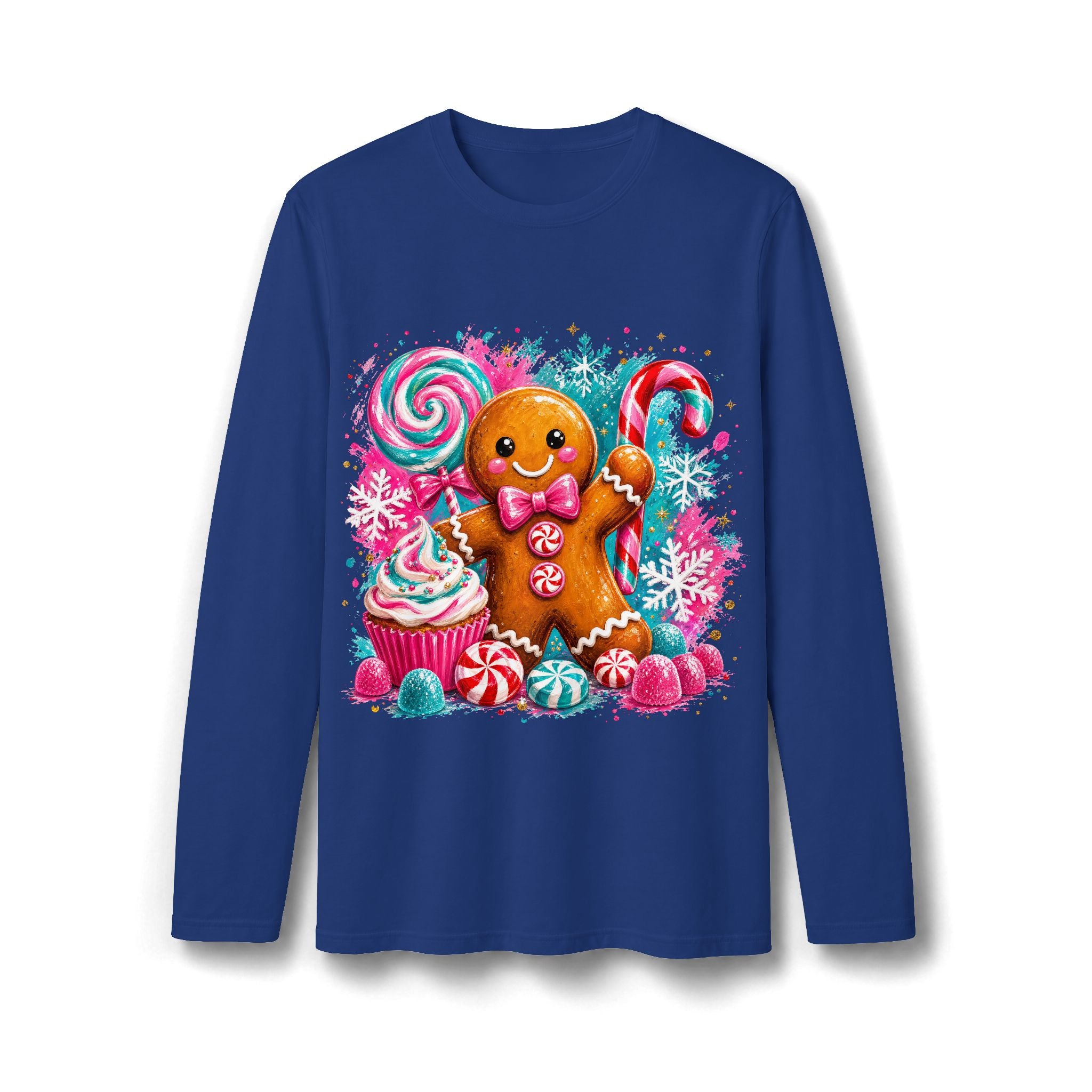 Christmas Gingerbread & Reindeer Long Sleeve T-Shirt