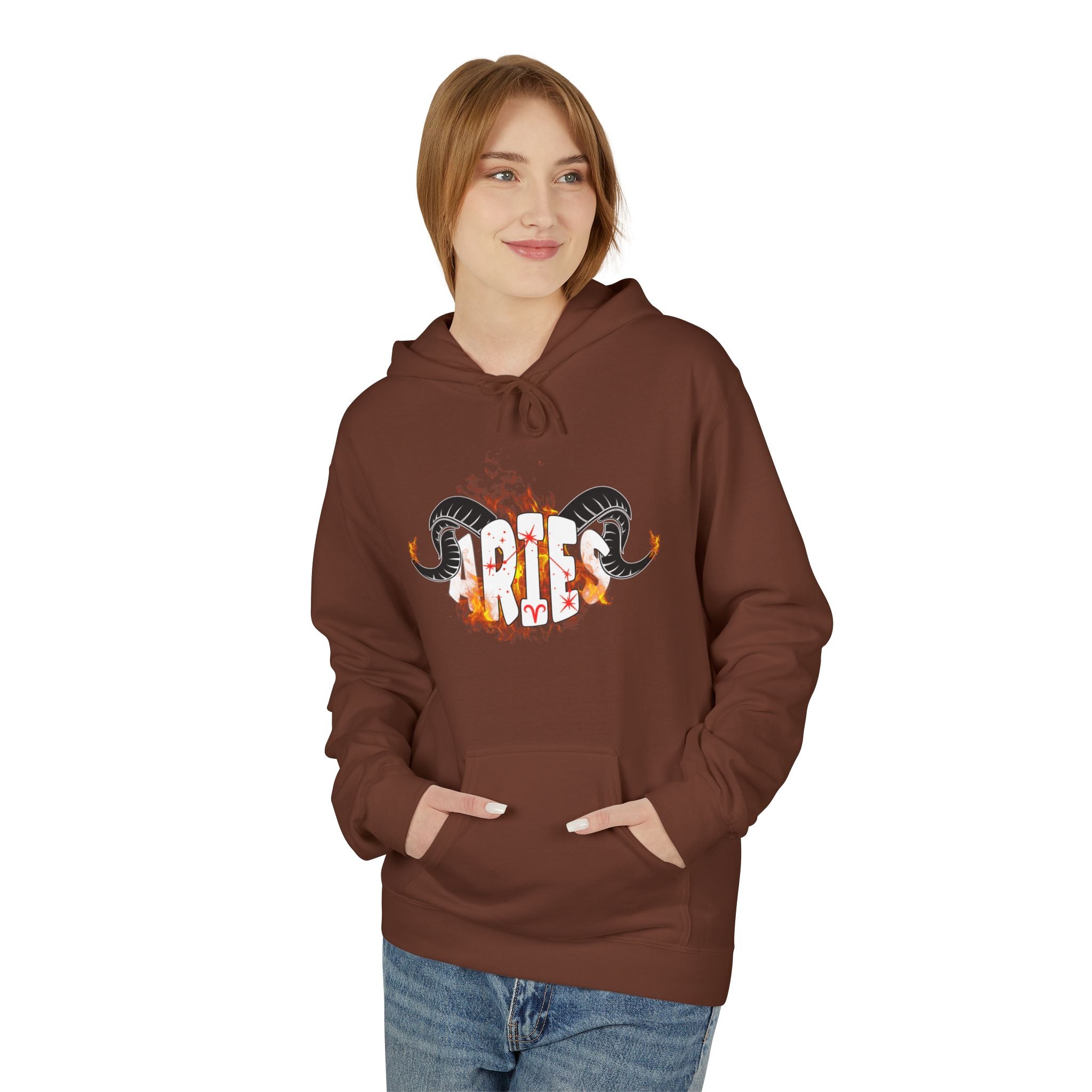 Aries Ram on fire Hoodie — Unisex Zodiac Astrology Hoodie with 'Aries' Design