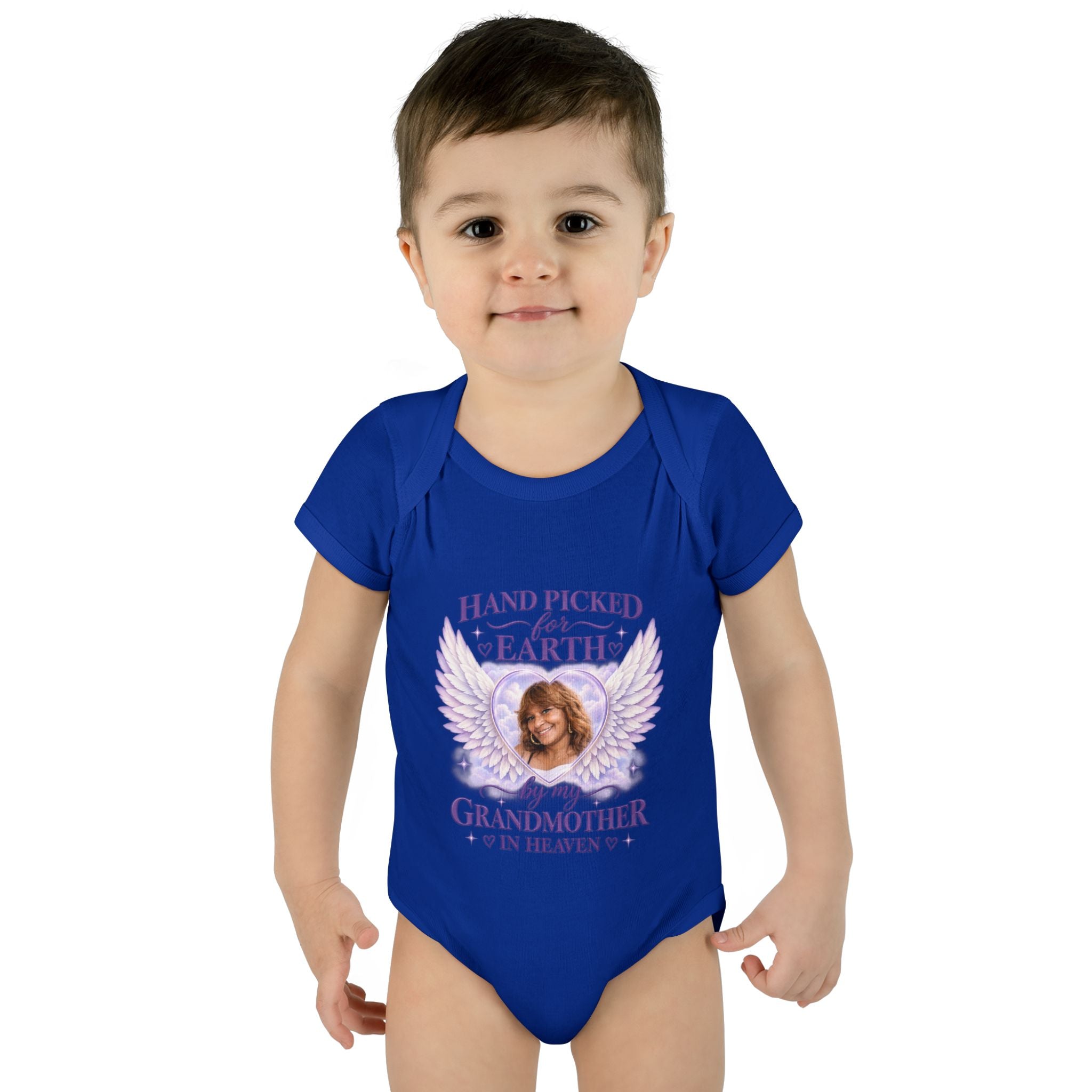 Mariah Infant Another Customized Smile Bodysuit "Handpicked for Earth by My Grandma in Heaven" – Memorial Baby Onesie