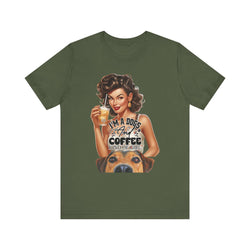 Coffee drinking Dog Mom Unisex Jersey Short Sleeve Tee