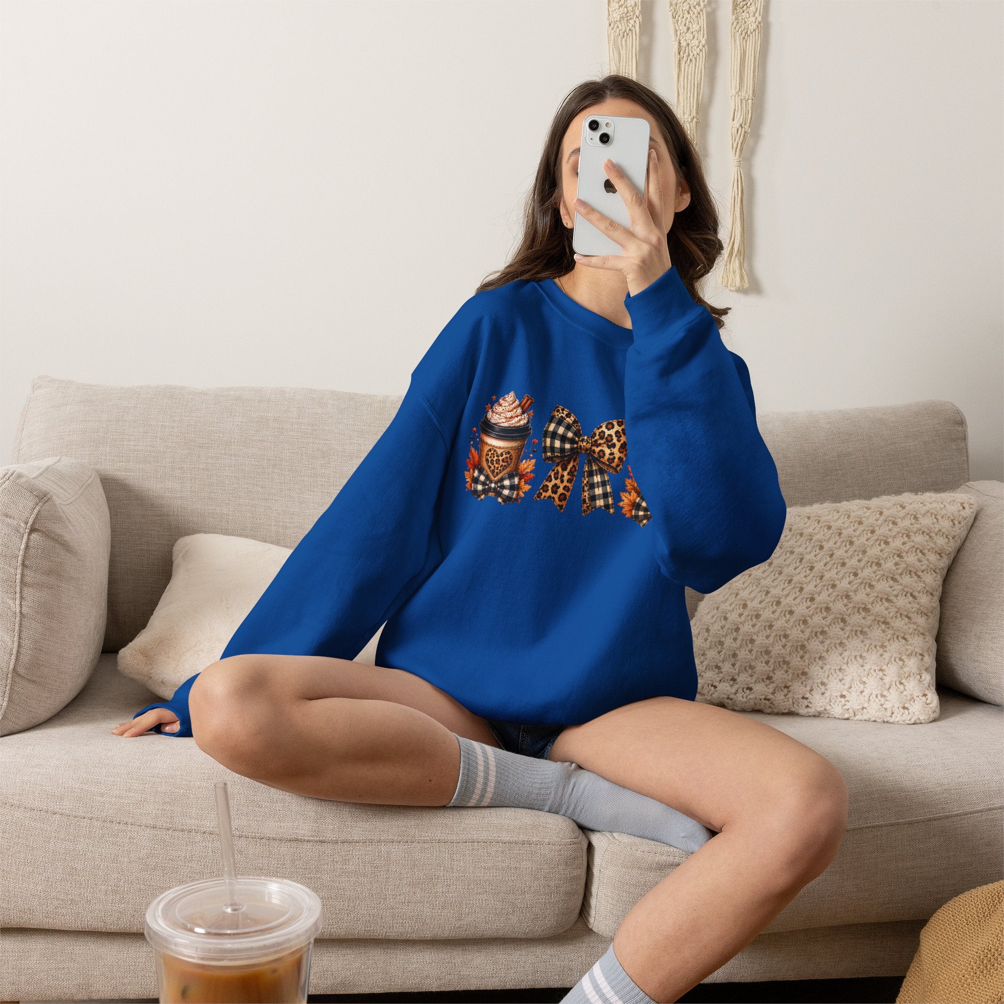 Festive Leopard Bow Christmas Crewneck Sweatshirt