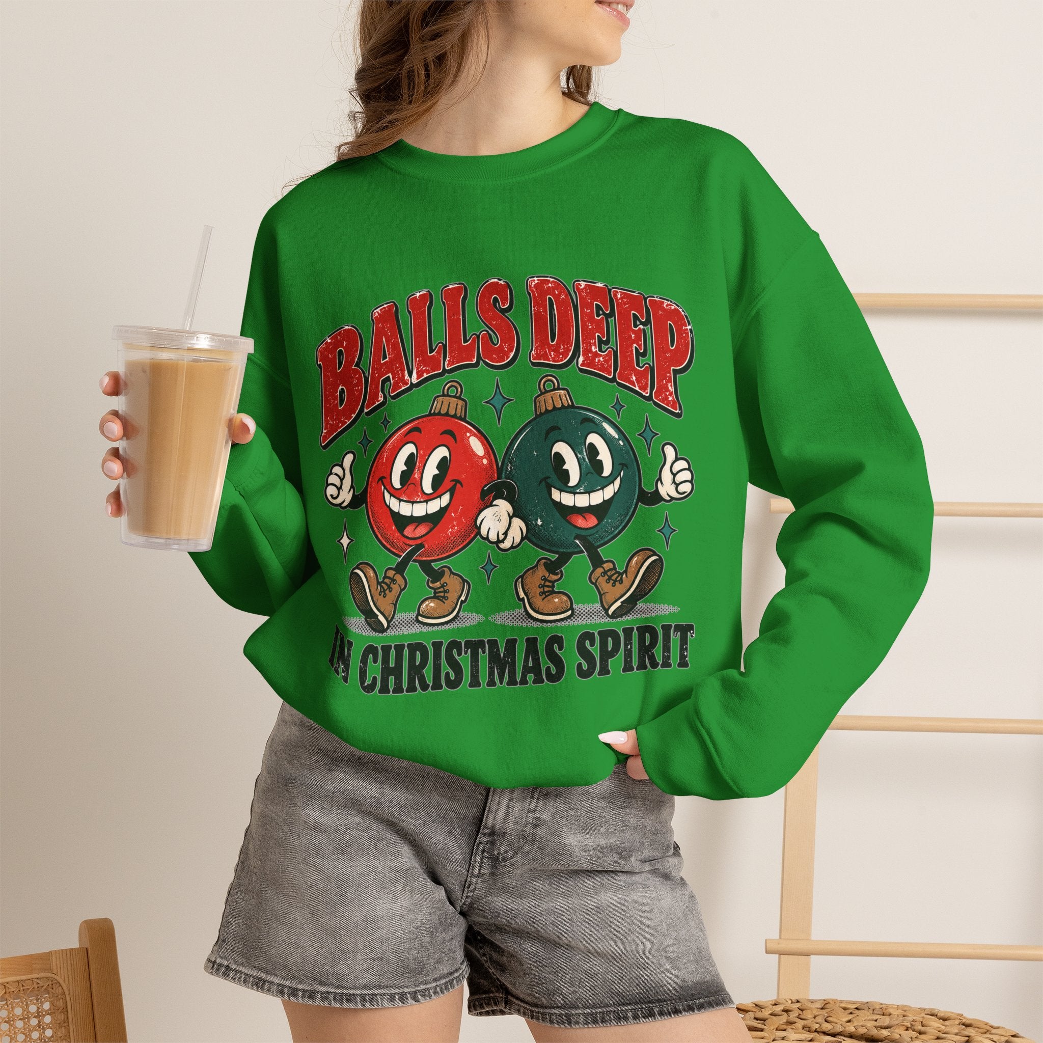Balls Deep in Christmas Spirit Crewneck Sweatshirt