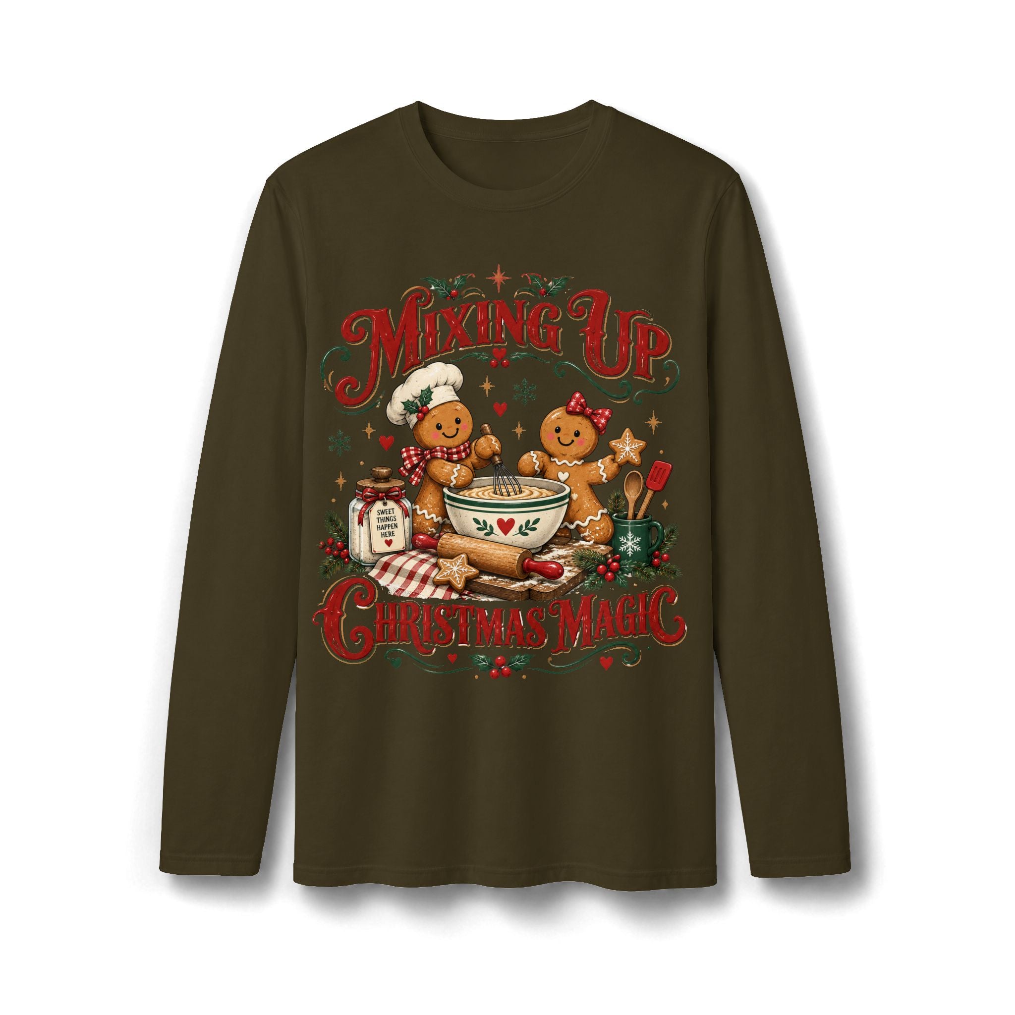 Mixing Up Christmas Magic Gingerbread Long Sleeve T-Shirt