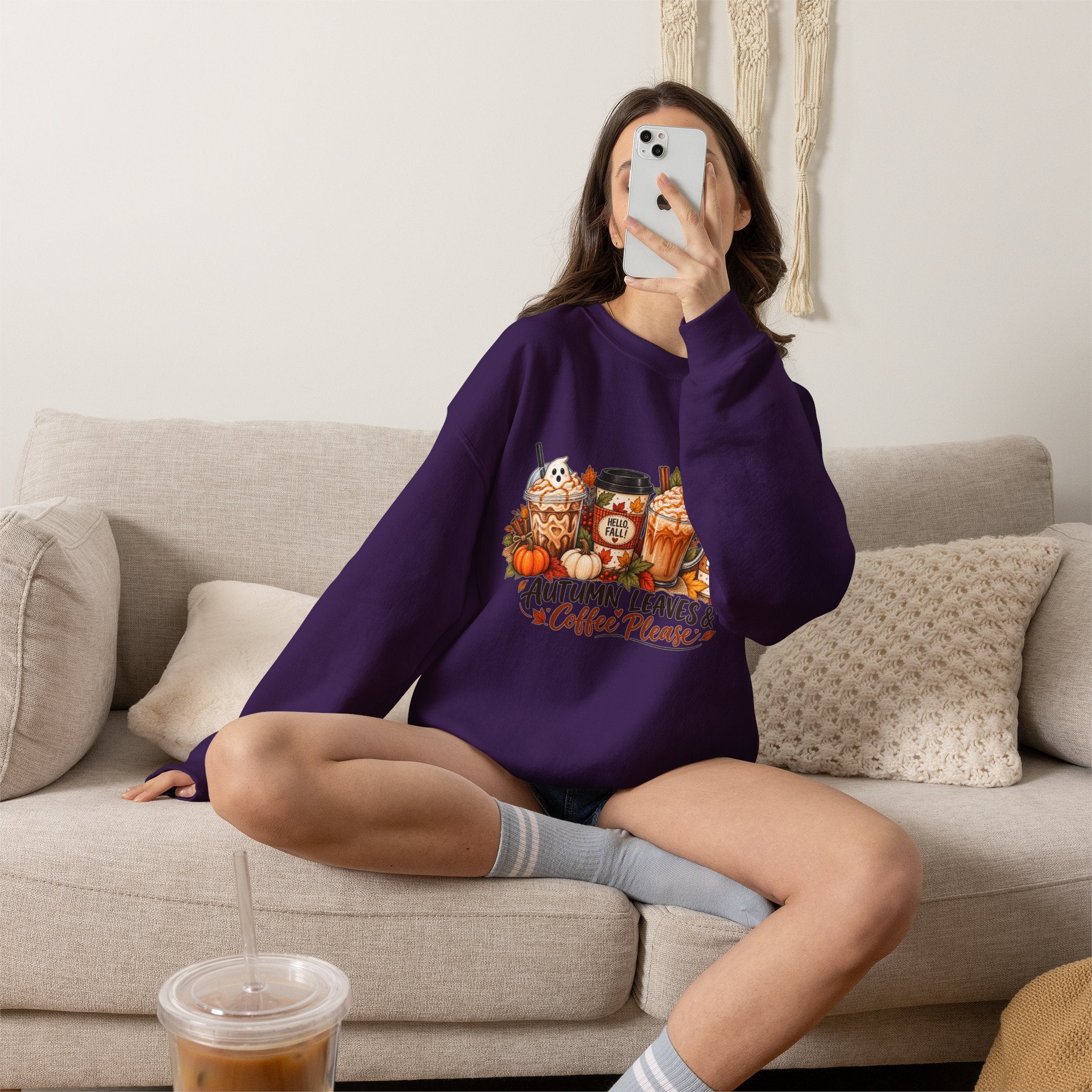 Autumn Leaves & Coffee Please Sweatshirt