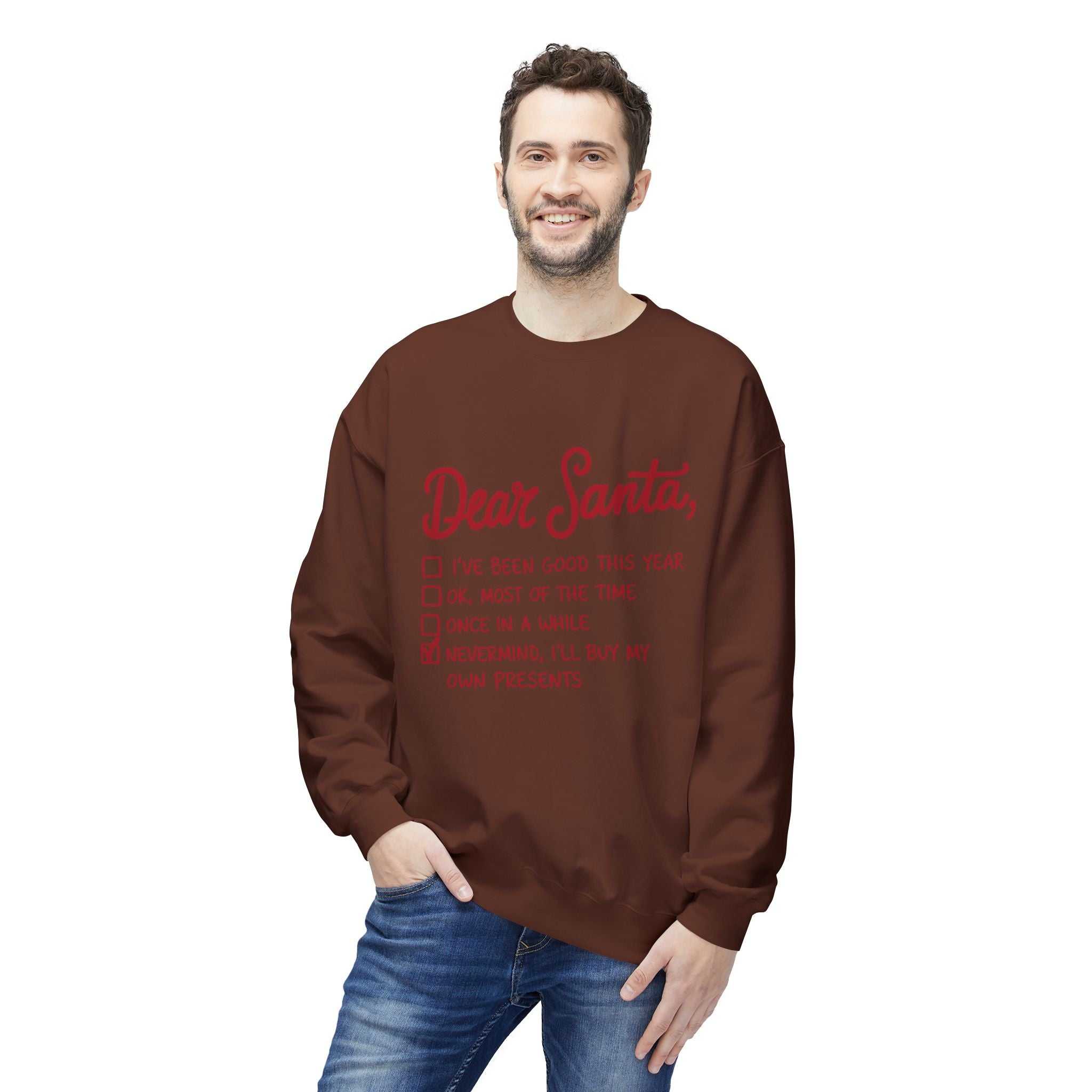 "Dear Santa" Funny Christmas Checklist Holiday Crewneck SweatshirtSweatshirtDear Santa