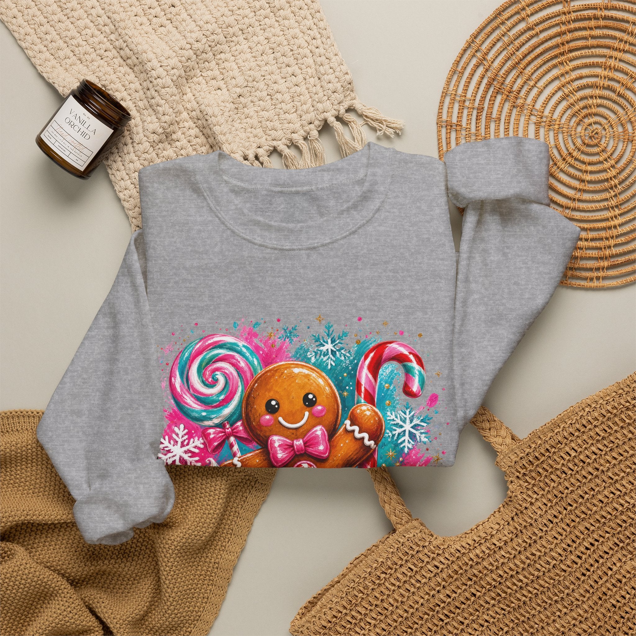 Christmas Gingerbread & Reindeer Crewneck Sweatshirt