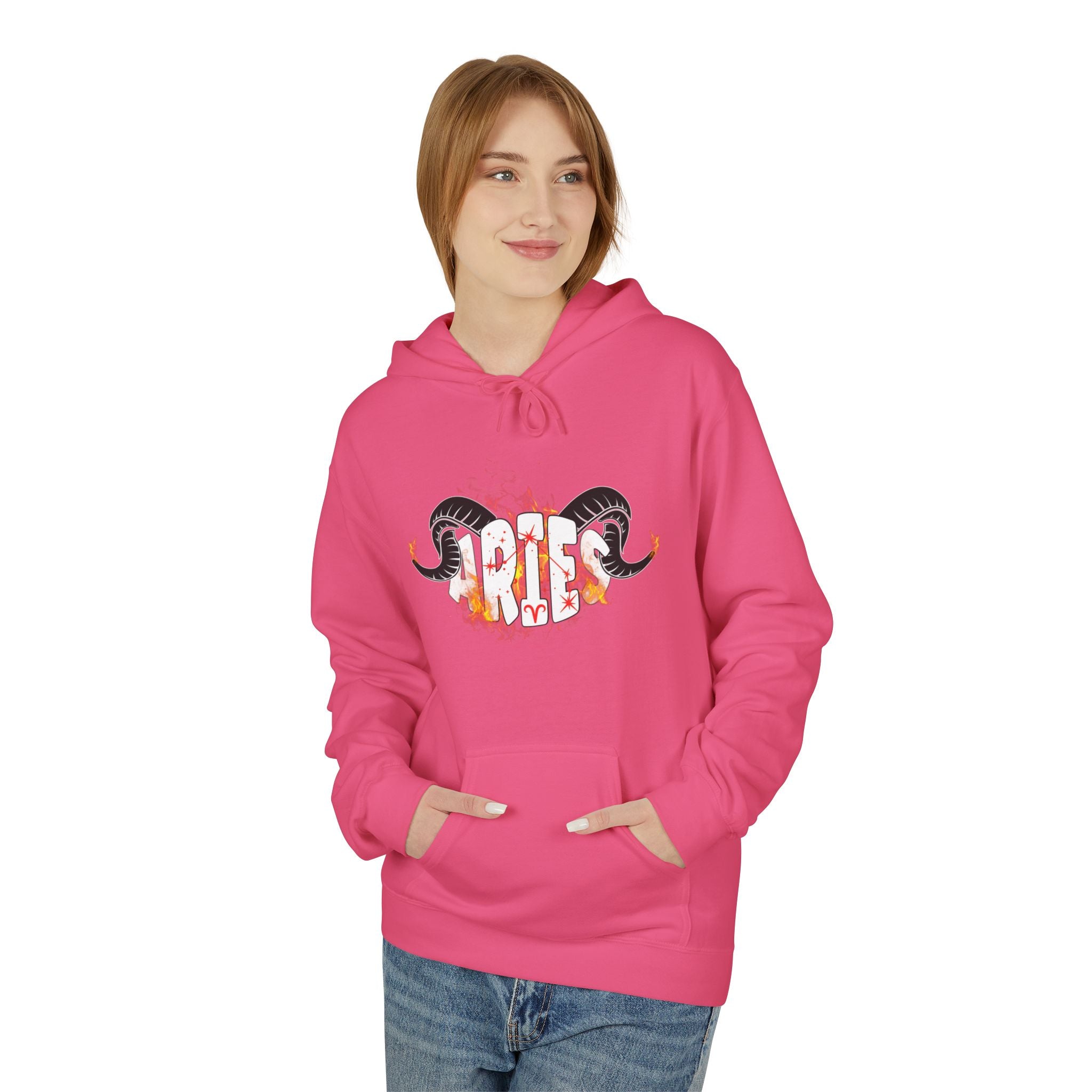 Aries Ram on fire Hoodie — Unisex Zodiac Astrology Hoodie with 'Aries' Design