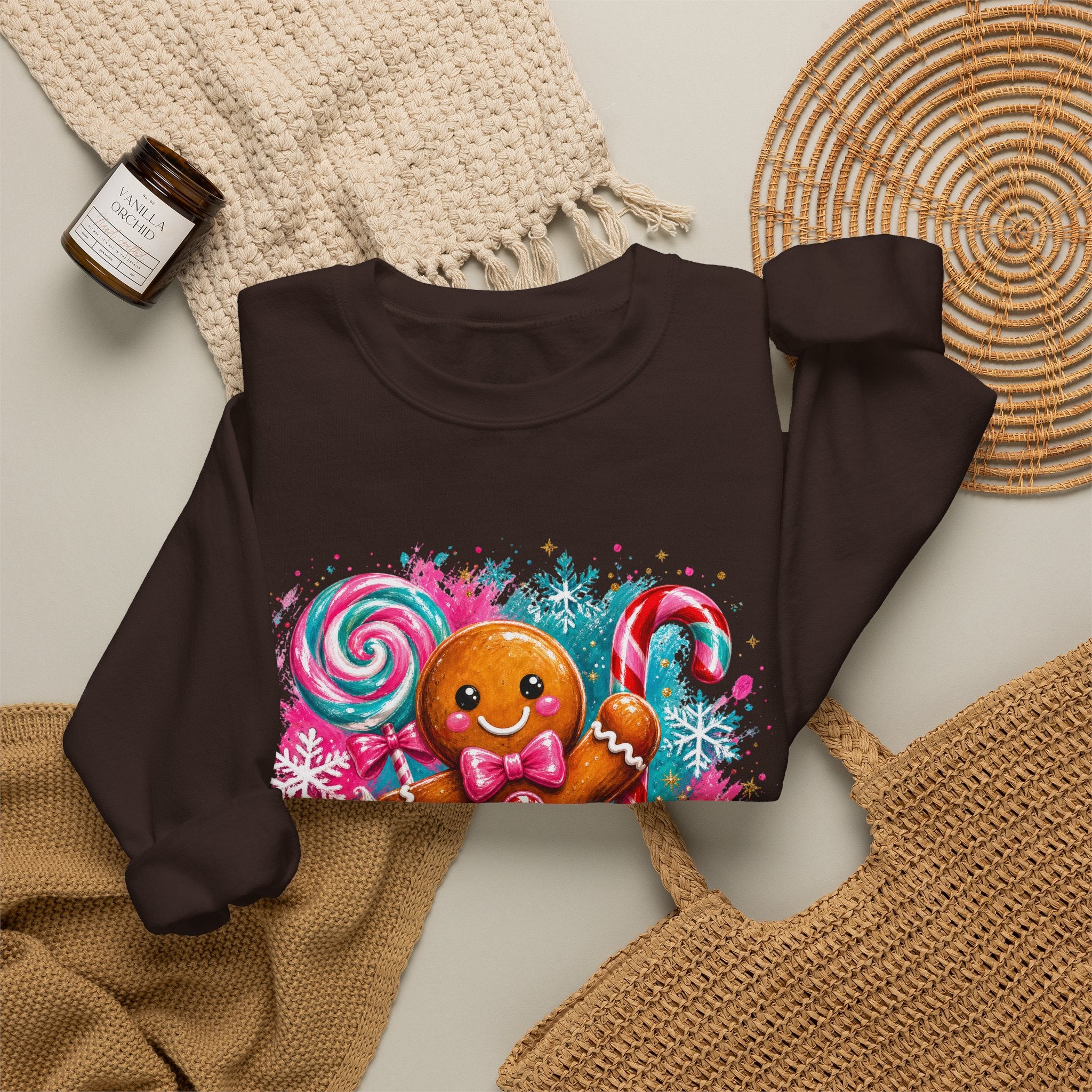 Christmas Gingerbread & Reindeer Crewneck Sweatshirt