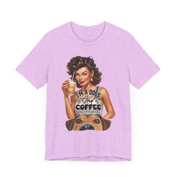Coffee drinking Dog Mom Unisex Jersey Short Sleeve Tee