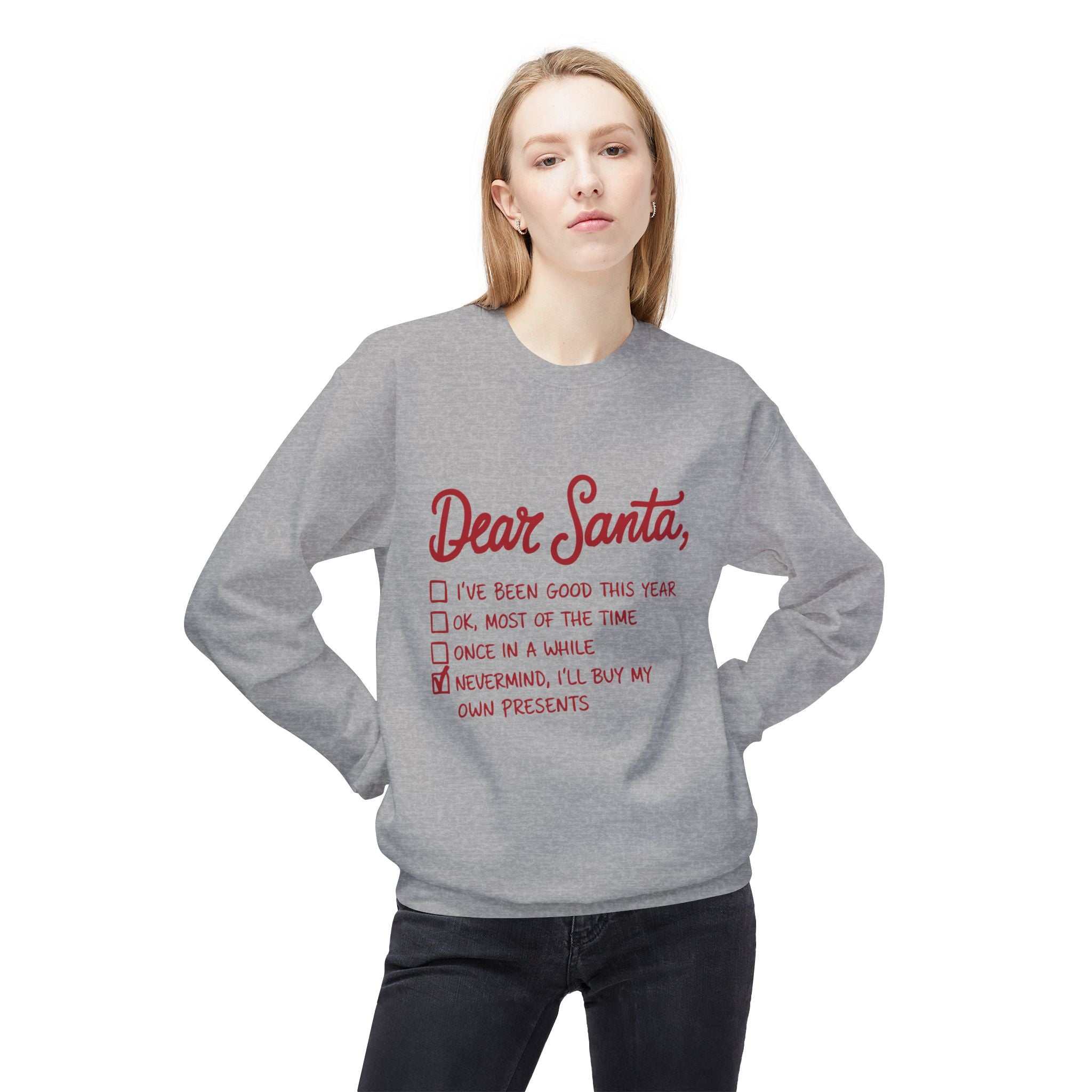 "Dear Santa" Funny Christmas Checklist Holiday Crewneck SweatshirtSweatshirtDear Santa