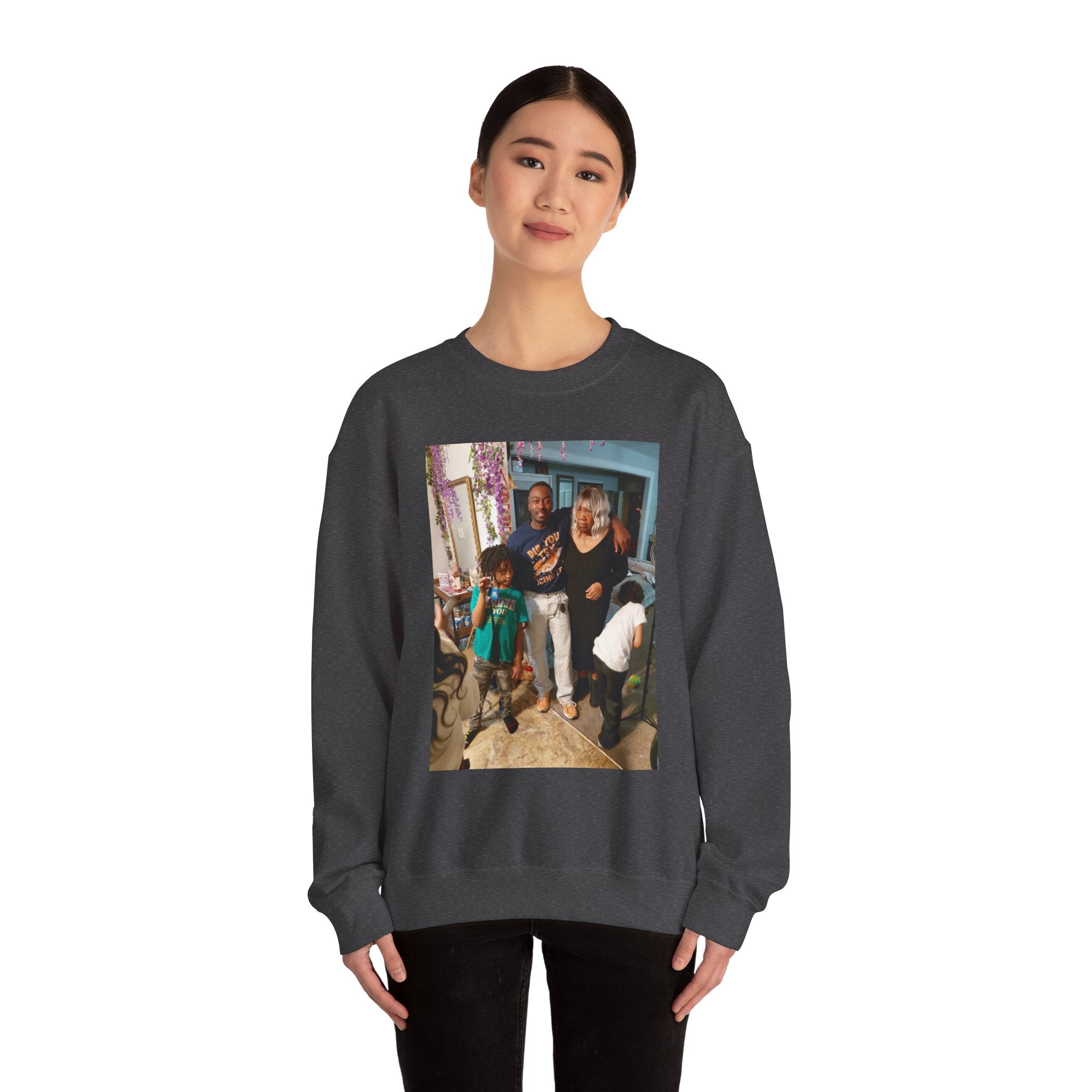 Personalized Photo Crewneck Sweatshirt — Custom Photo Front, 'Add Text' Back