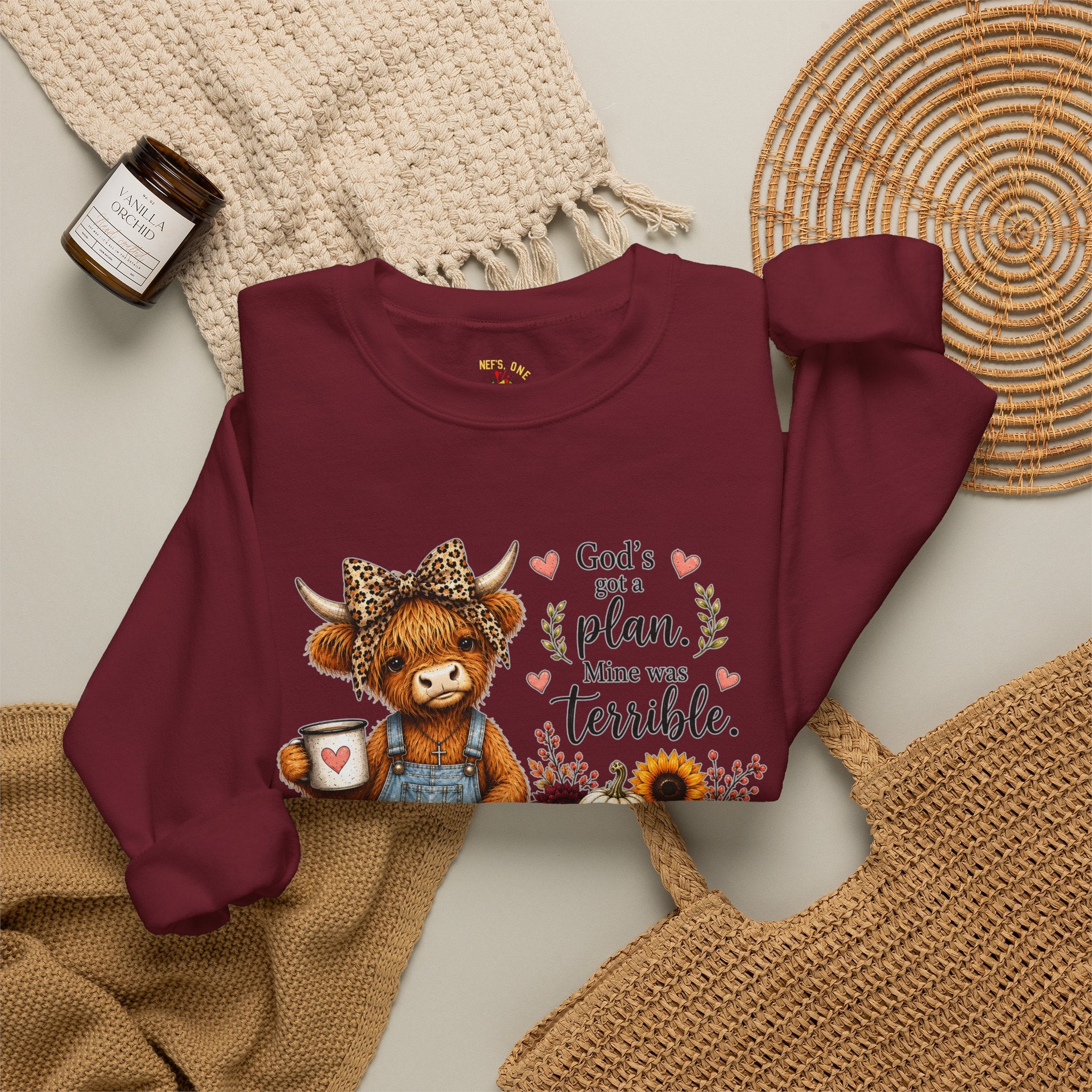 God’s Plan, Mine Was Terrible Bear Fall Crewneck Sweatshirt